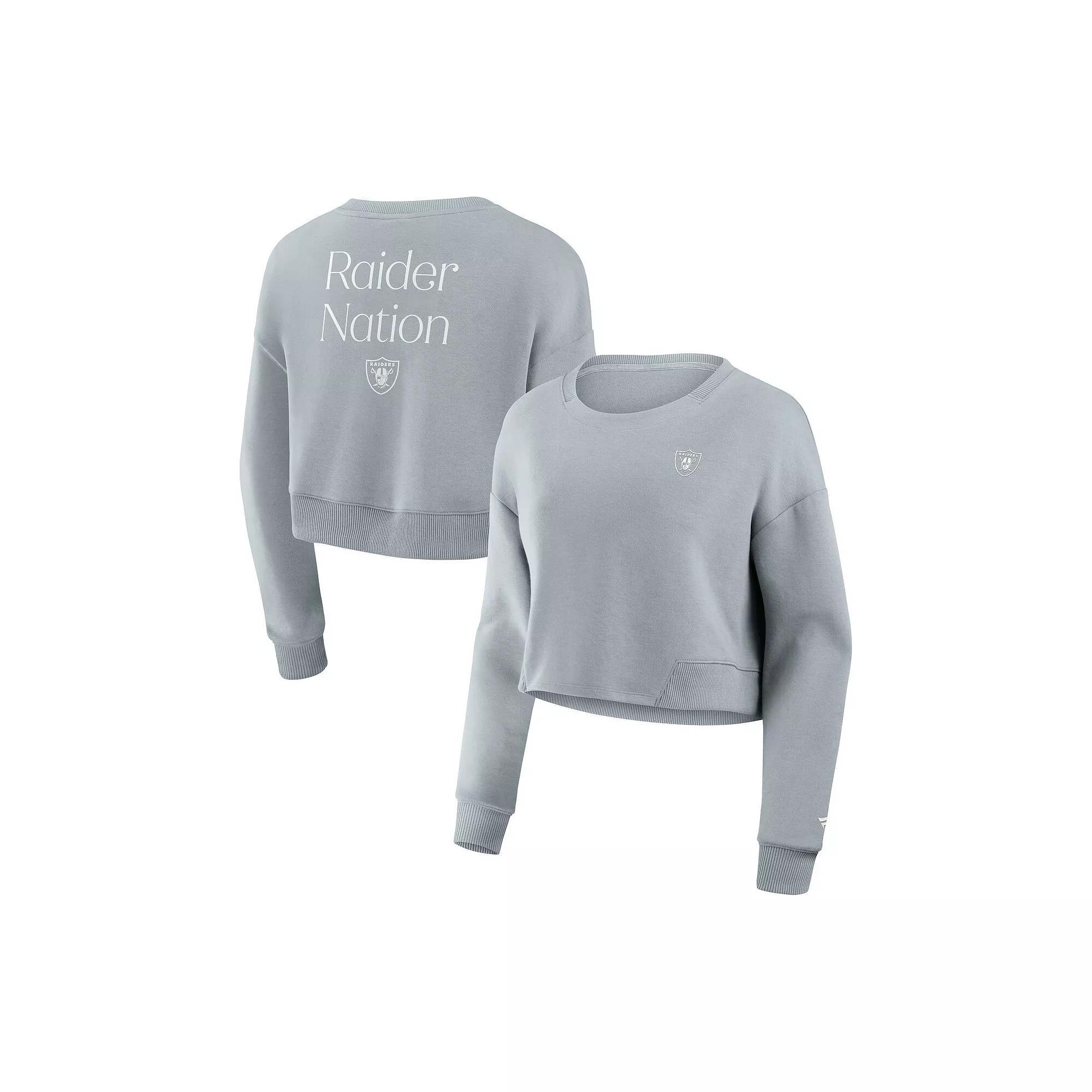 Women's Fanatics Mint Miami Dolphins Studio Cropped Pullover Sweatshirt,  Product Image