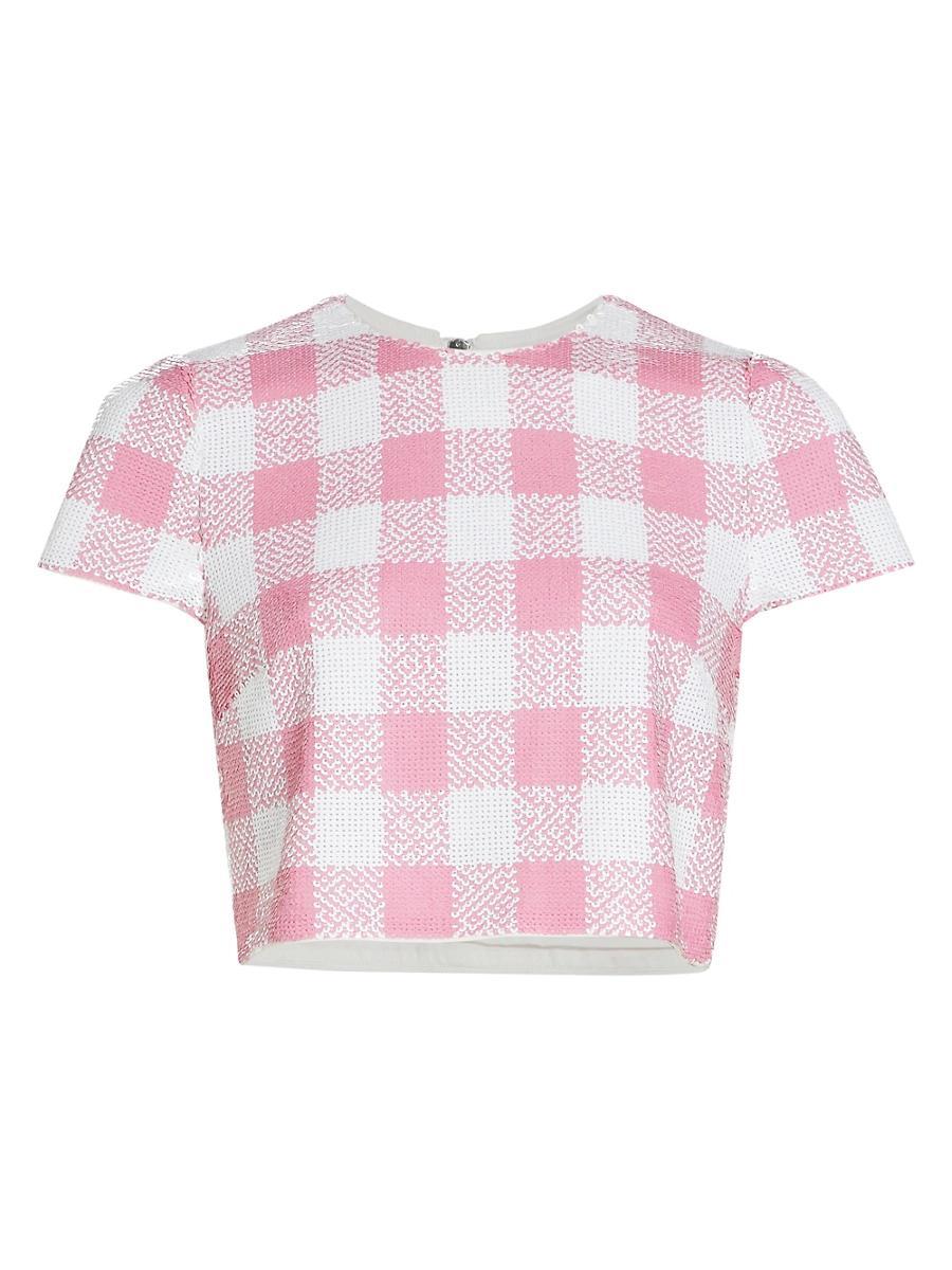 Womens Elena Sequined Check Crop Top Product Image