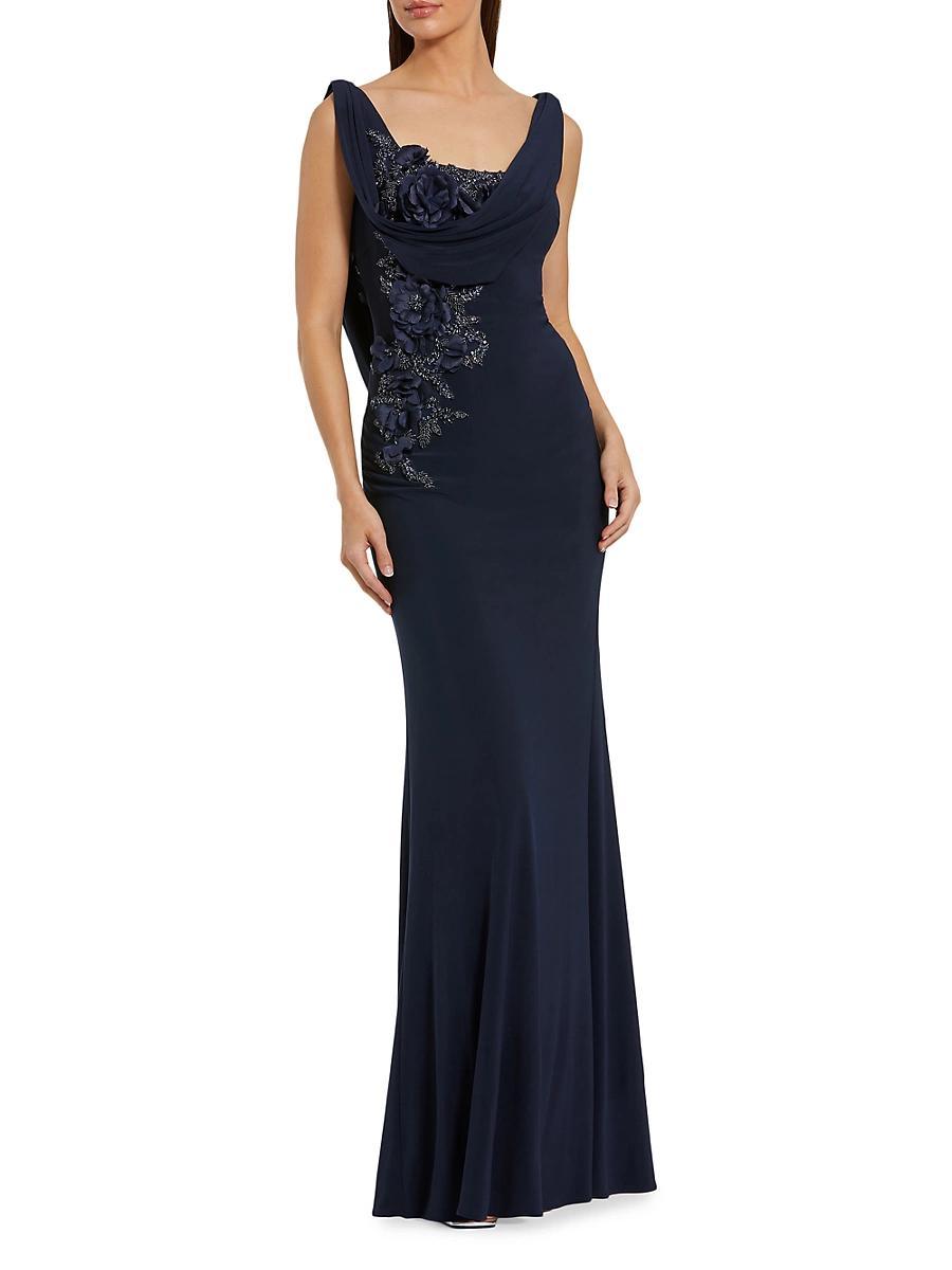 Womens Evening Beaded Jersey Sleeveless Gown Product Image