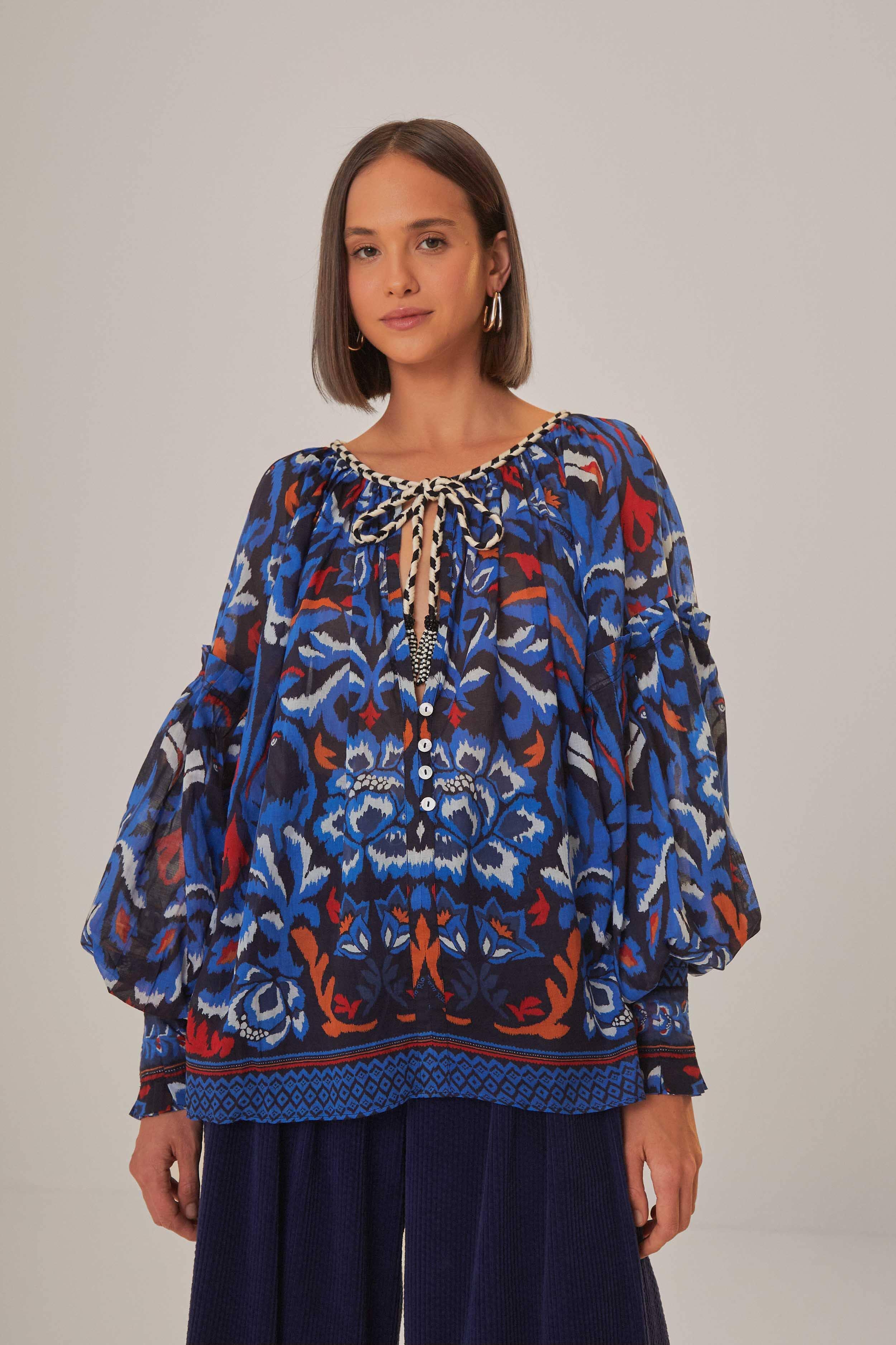 Womens Toucans Scarf Printed Blouse Product Image