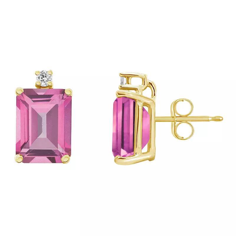 Celebration Gems 14k Gold Gemstone & Diamond Accent Stud Earrings, Womens, Pink Topaz Product Image