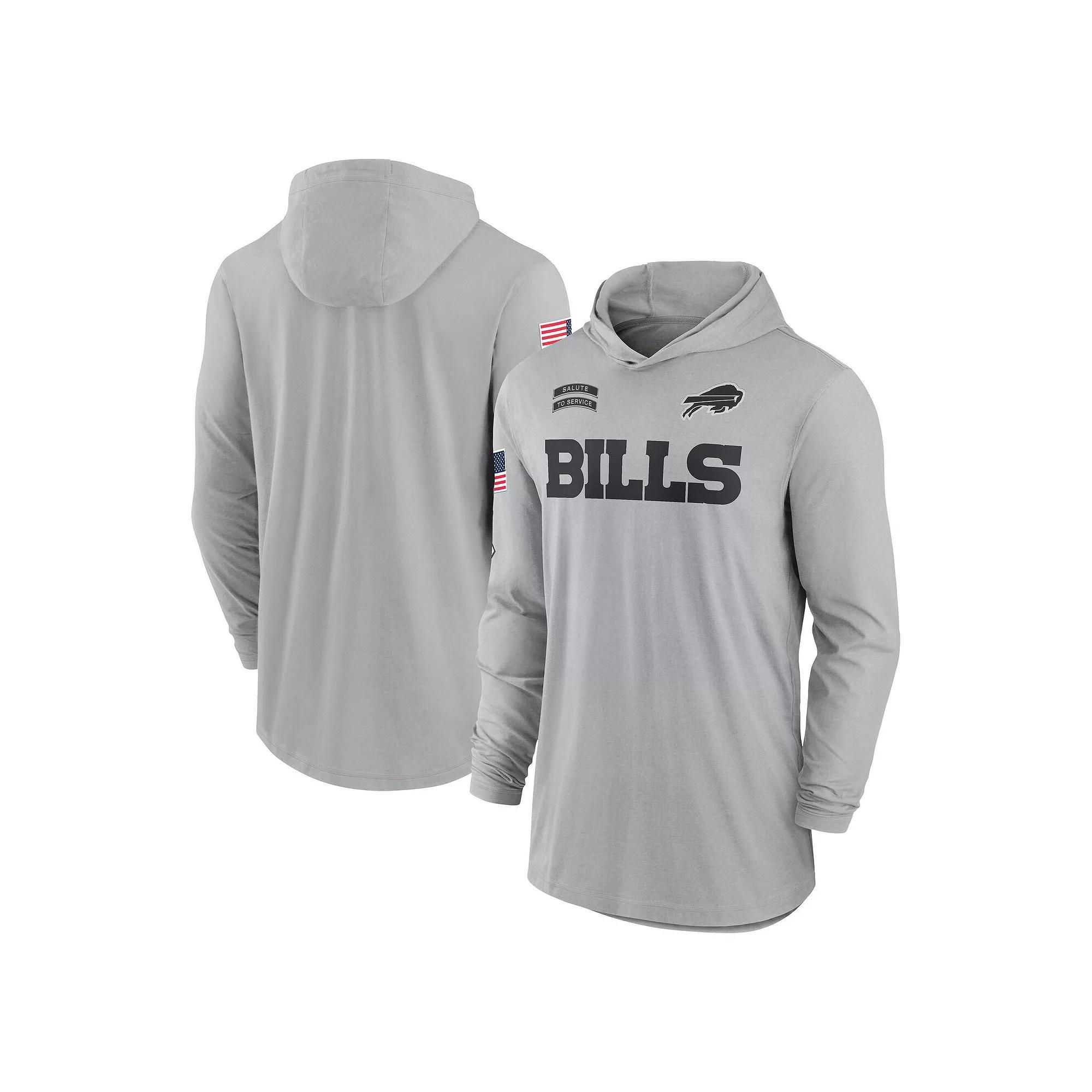 Men's Nike Gray Buffalo Bills 2024 Salute to Service Lightweight Performance Long Sleeve Hooded T-Shirt, Size: 3XL, Grey Product Image