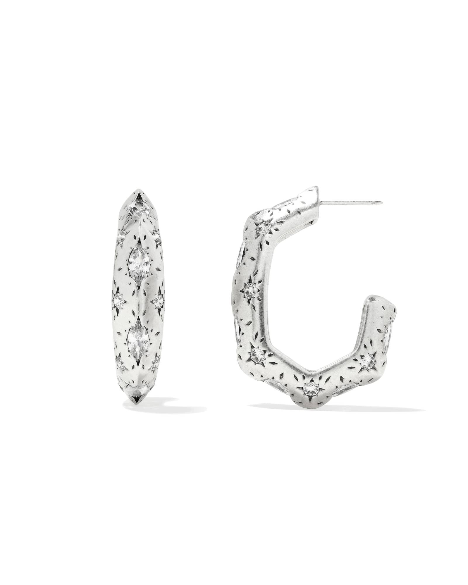 Holland Gold Hoop Earrings in White CZ Product Image