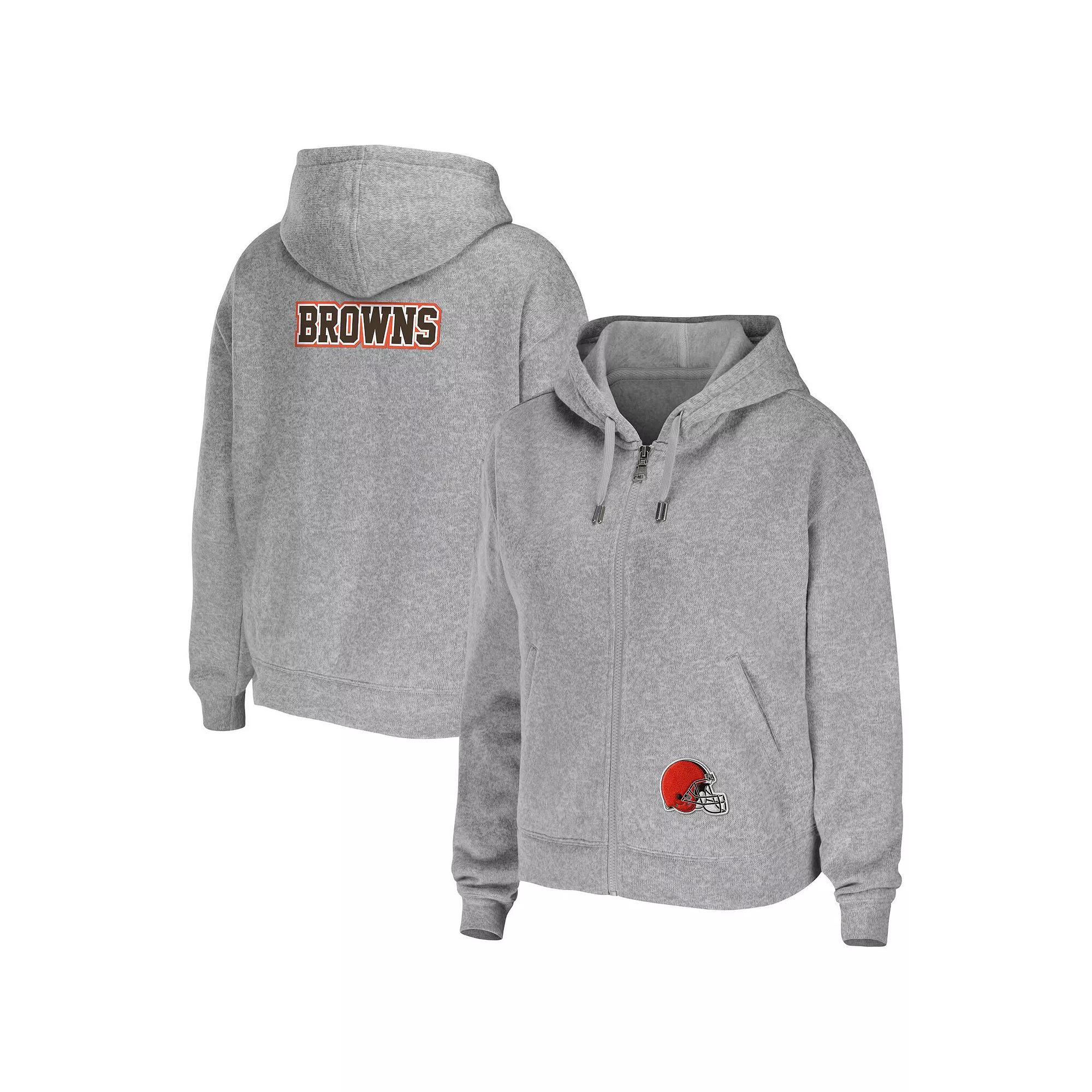 Women's WEAR by Erin Andrews Heathered Gray Cleveland Browns Team Full-Zip Hoodie, Size: XS, Grey Product Image