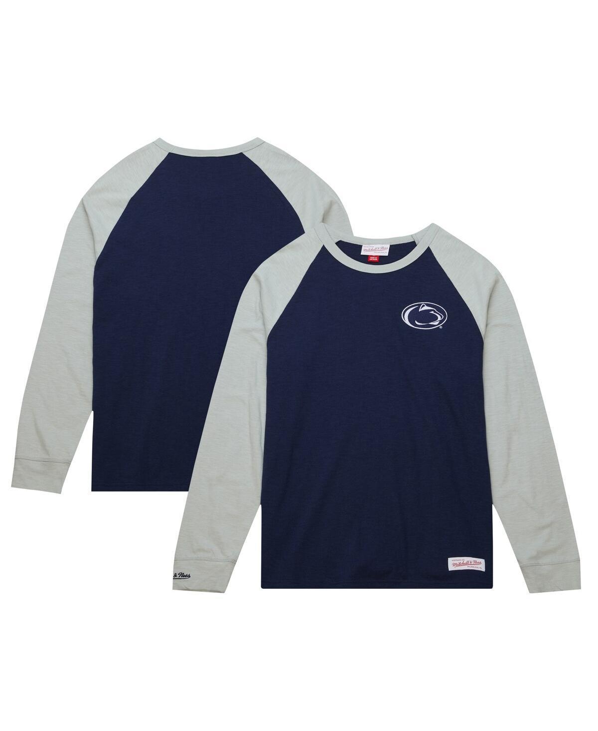 Mens Mitchell & Ness Penn State Nittany Lions Legendary Slub Raglan Long Sleeve T-Shirt Blue Product Image