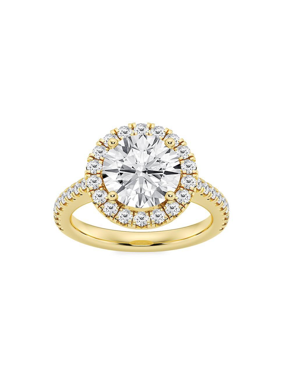 Womens 14K Yellow Gold & Round Lab-Grown Diamond Halo Ring/1.30-3.60 TCW Product Image