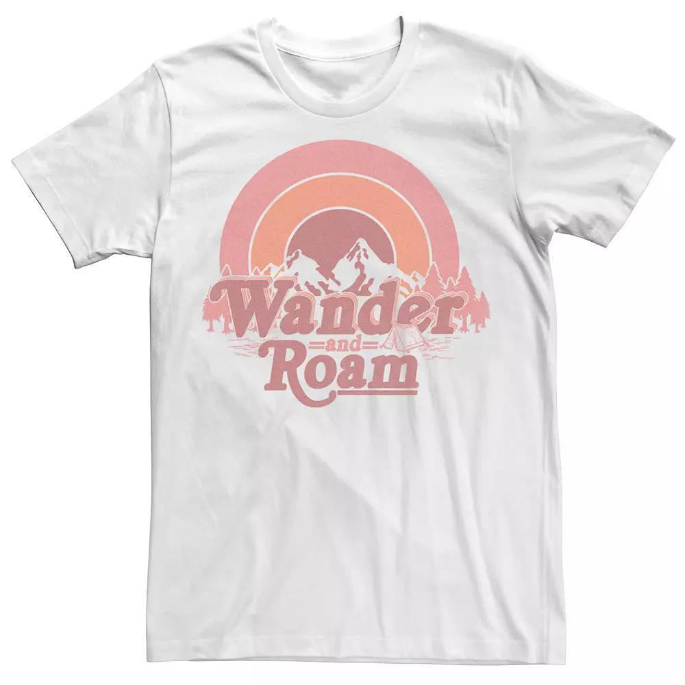 Men's Wander and Roam Circle Sunset Mountain Camping Scene Tee, Size: Small, White Product Image
