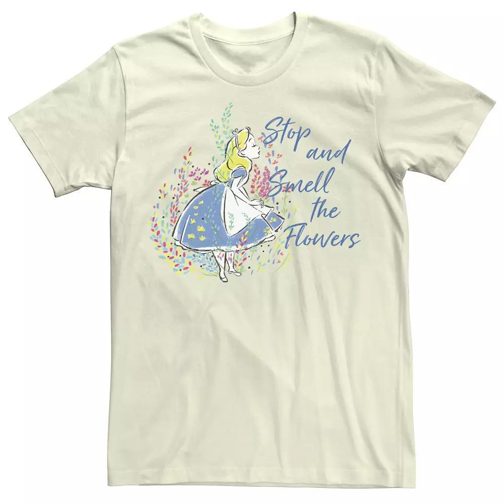Disney's Alice In Wonderland Men's Stop And Smell The Flowers Tee, Size: Medium, White Product Image