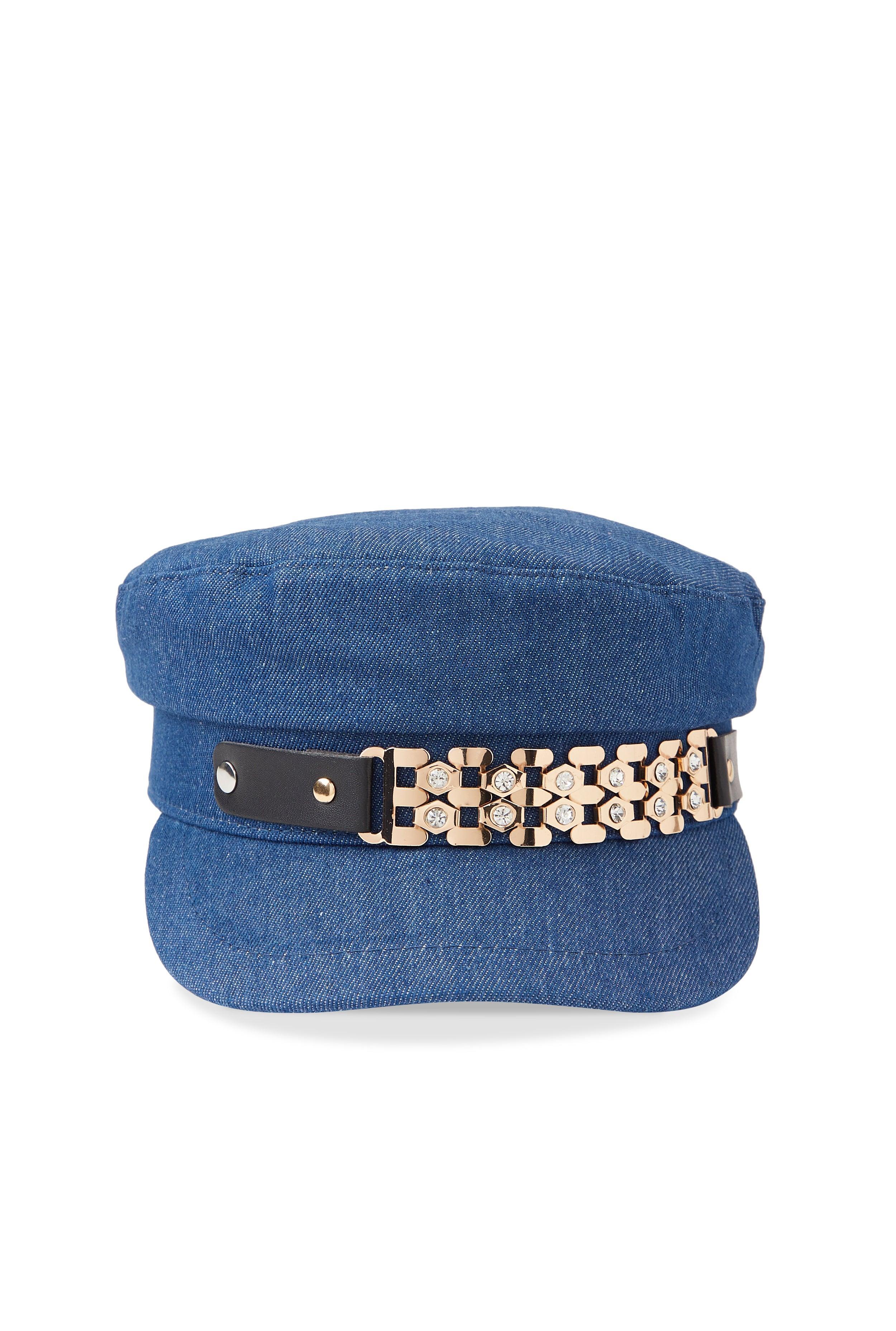 Womens Metallic Rhinestone Detail Cabbie Hat Product Image