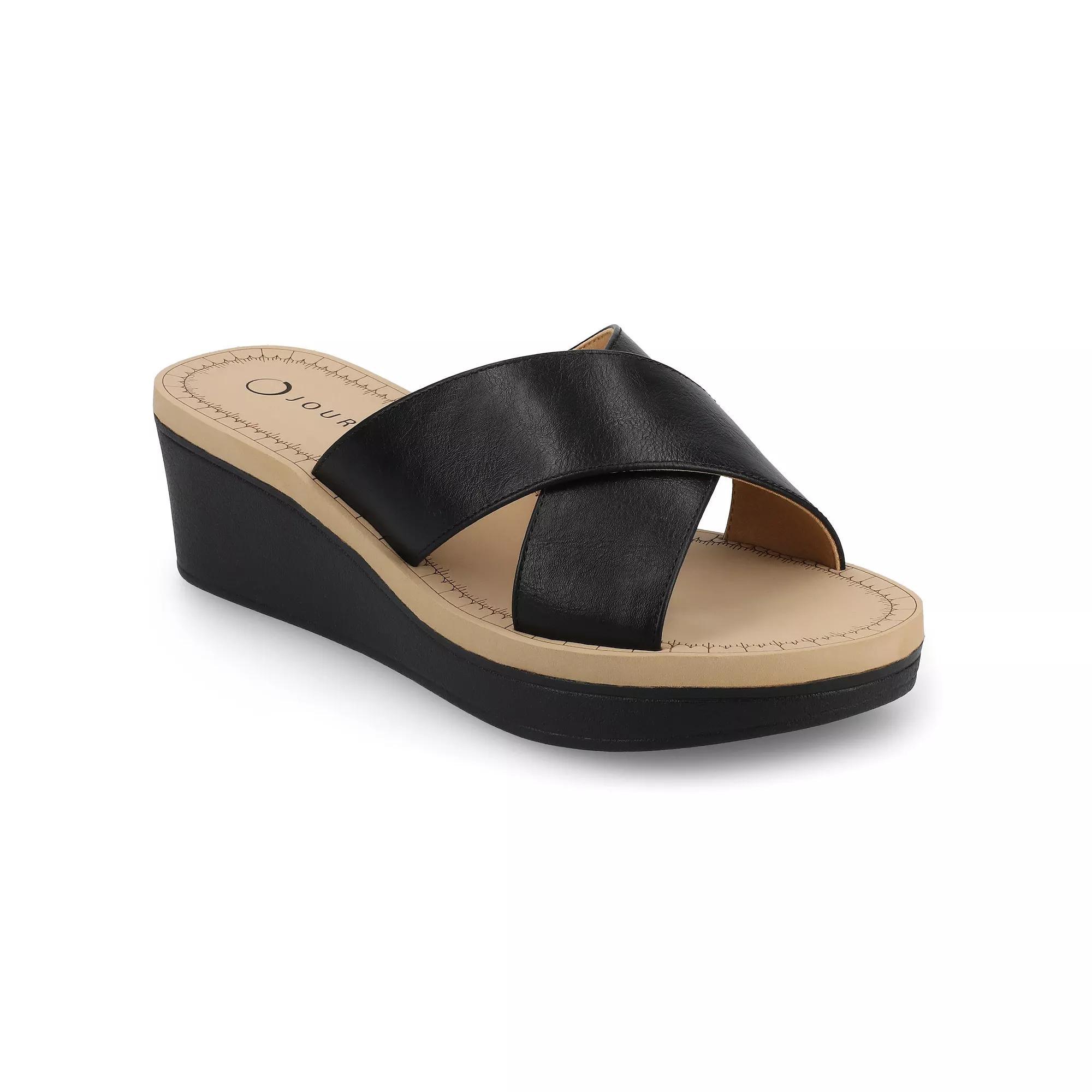 Journee Biara Women's Slip On Platform Wedge Sandals,  Product Image