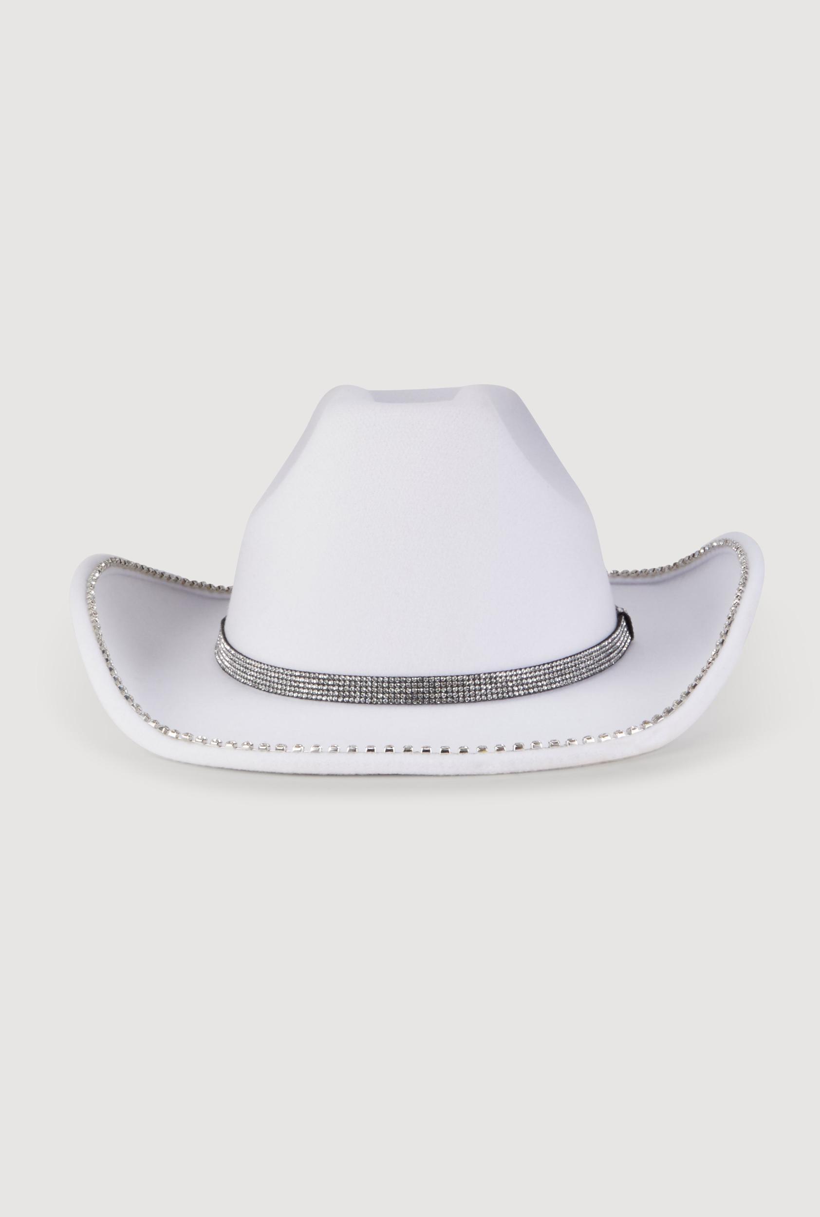 Faux Suede Rhinestone Studded Cowboy Hat Female Product Image