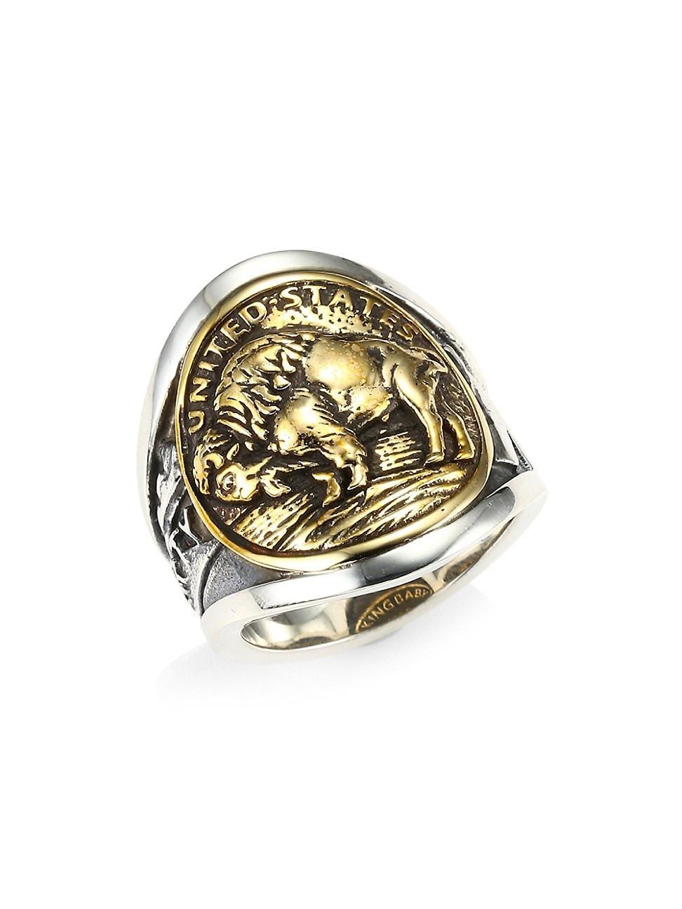 Mens Sterling Silver & Nickel Buffalo Ring Product Image