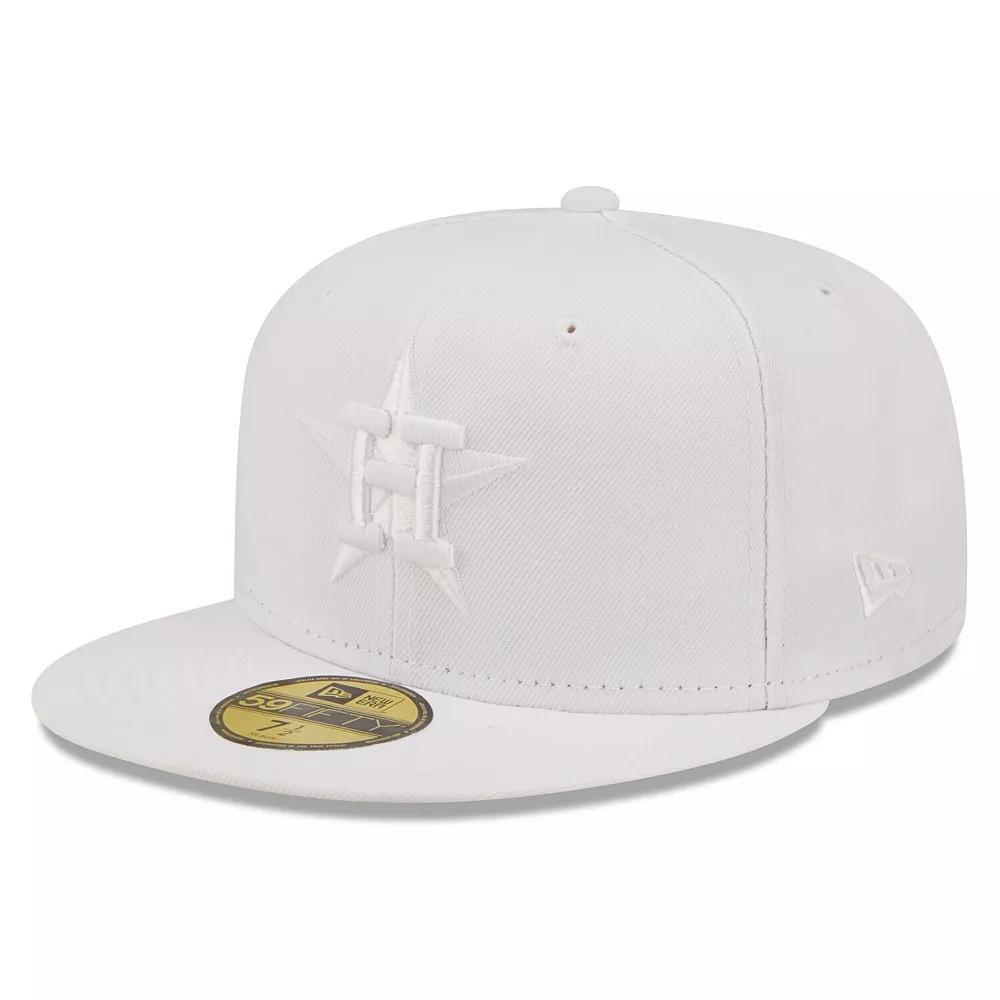 Men's New Era Houston Astros White on White 59FIFTY Fitted Hat, Size: 7 1/8 Product Image