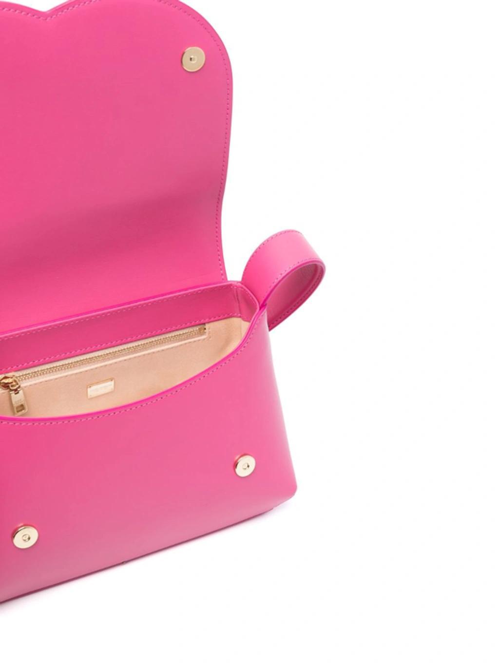 DOLCE & GABBANA Logo-embossed Leather Shoulder Bag In Pink Product Image