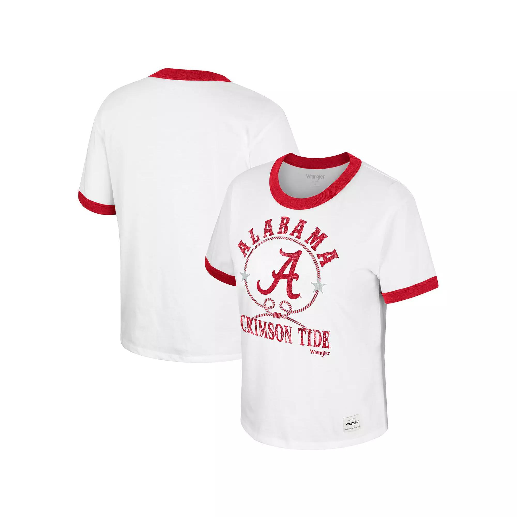 Women's Colosseum x Wrangler White Alabama Crimson Tide Freehand Ringer T-Shirt, Size: Small Product Image