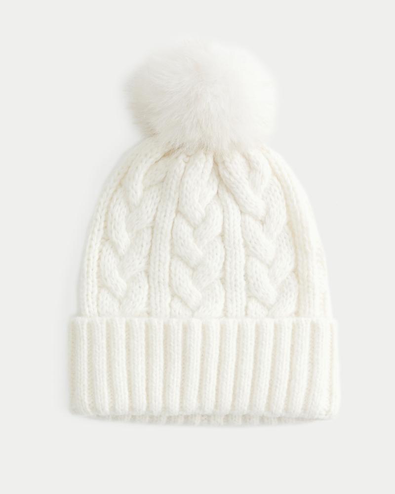 Cable-Knit Pom Pom Beanie Product Image