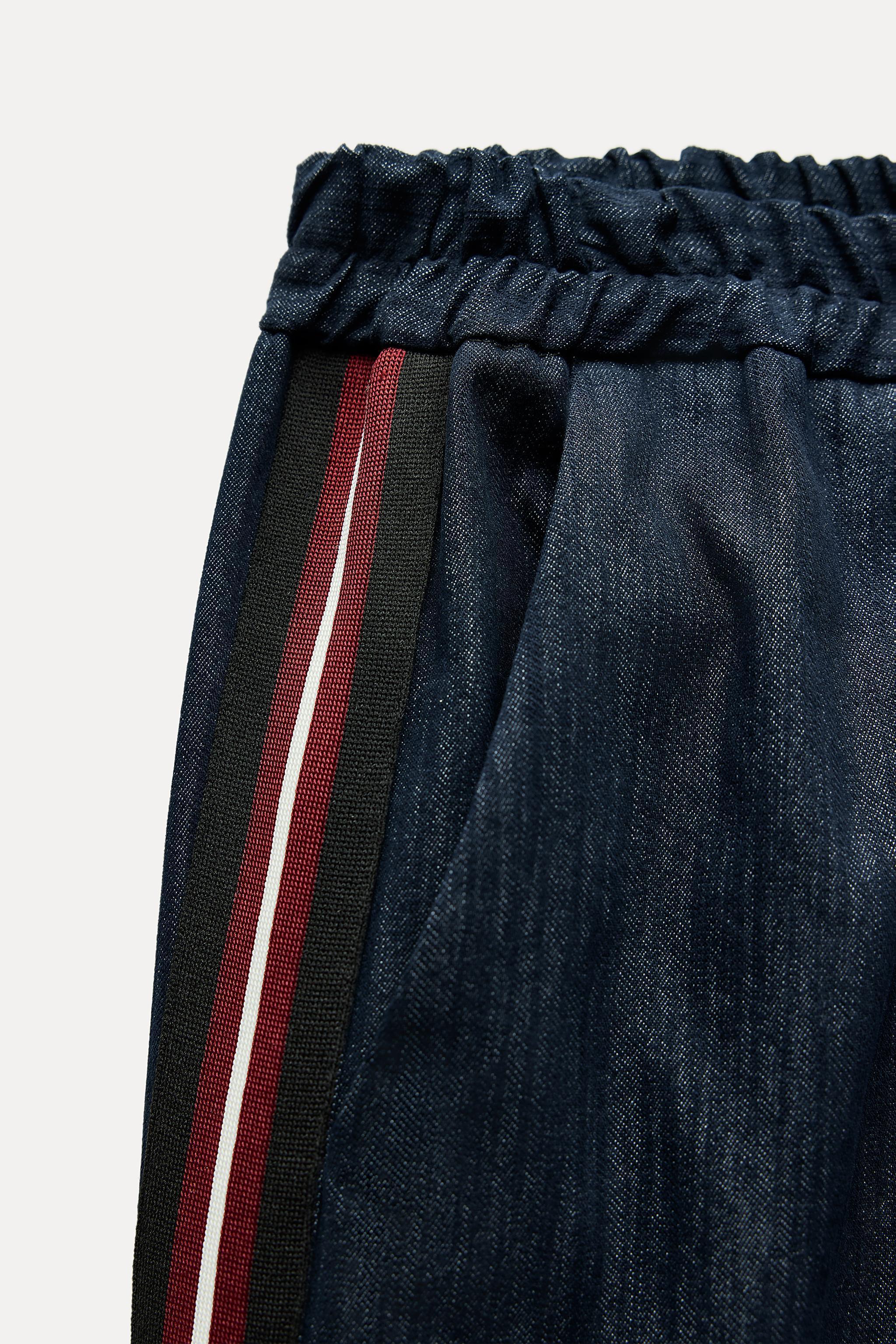 SIDE STRIPE DENIM EFFECT PANTS Product Image