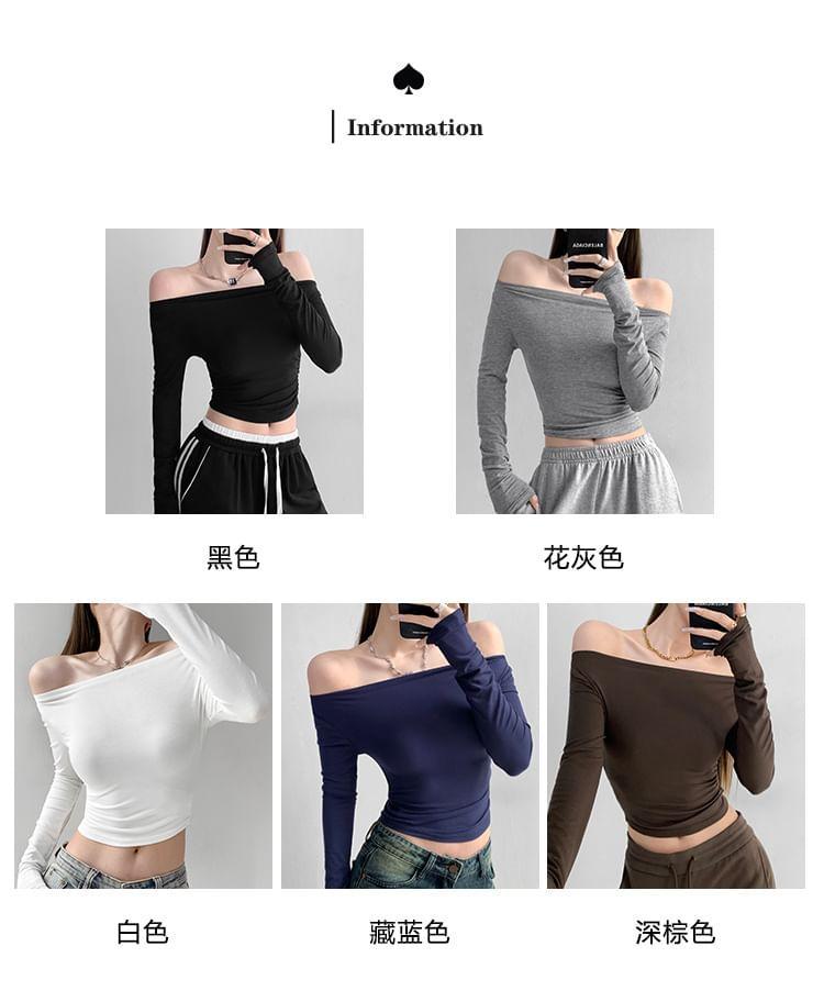 Off-Shoulder Crop T-Shirt in 5 Colors Product Image