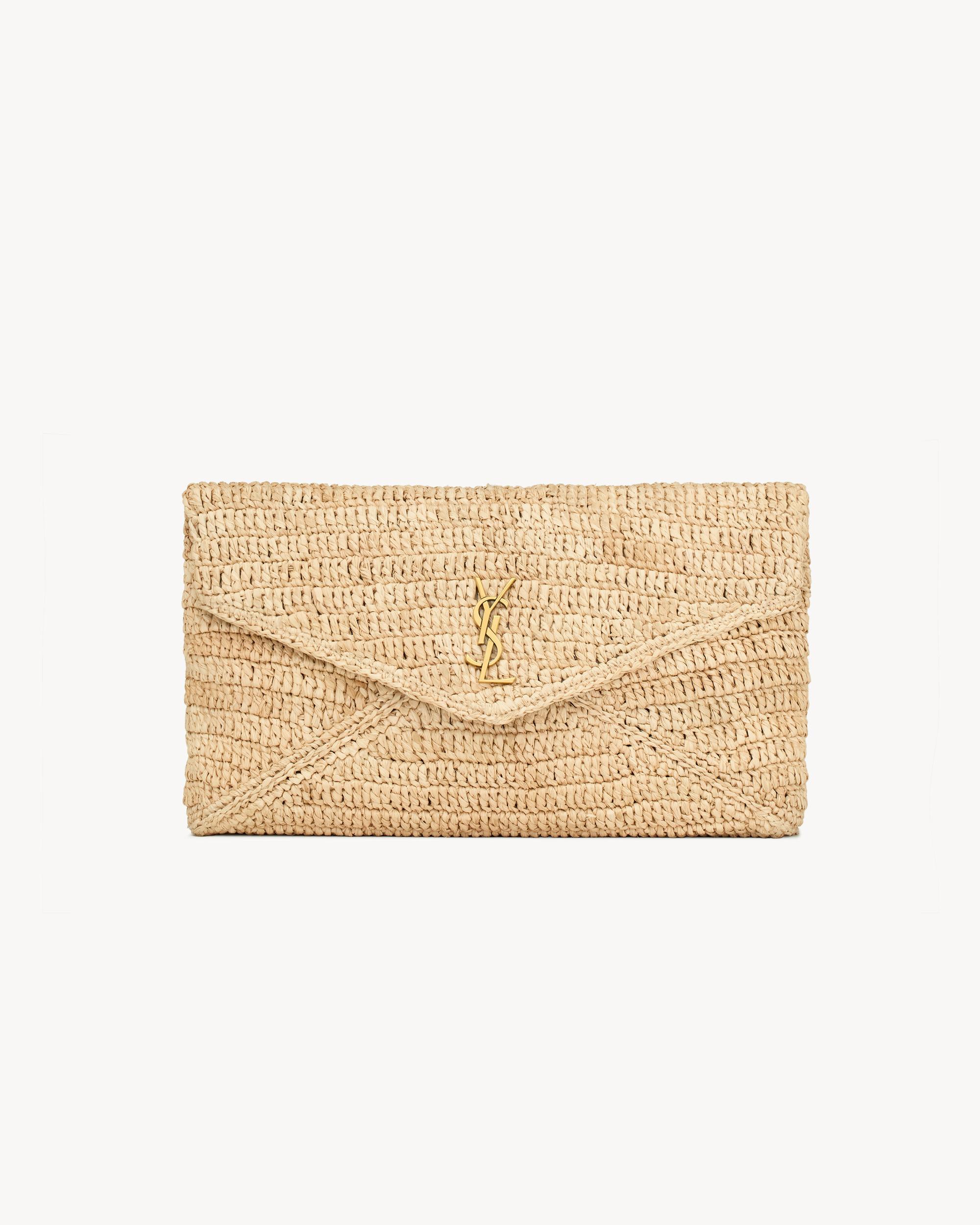 CASSANDRE large envelope pouch in raffia Product Image