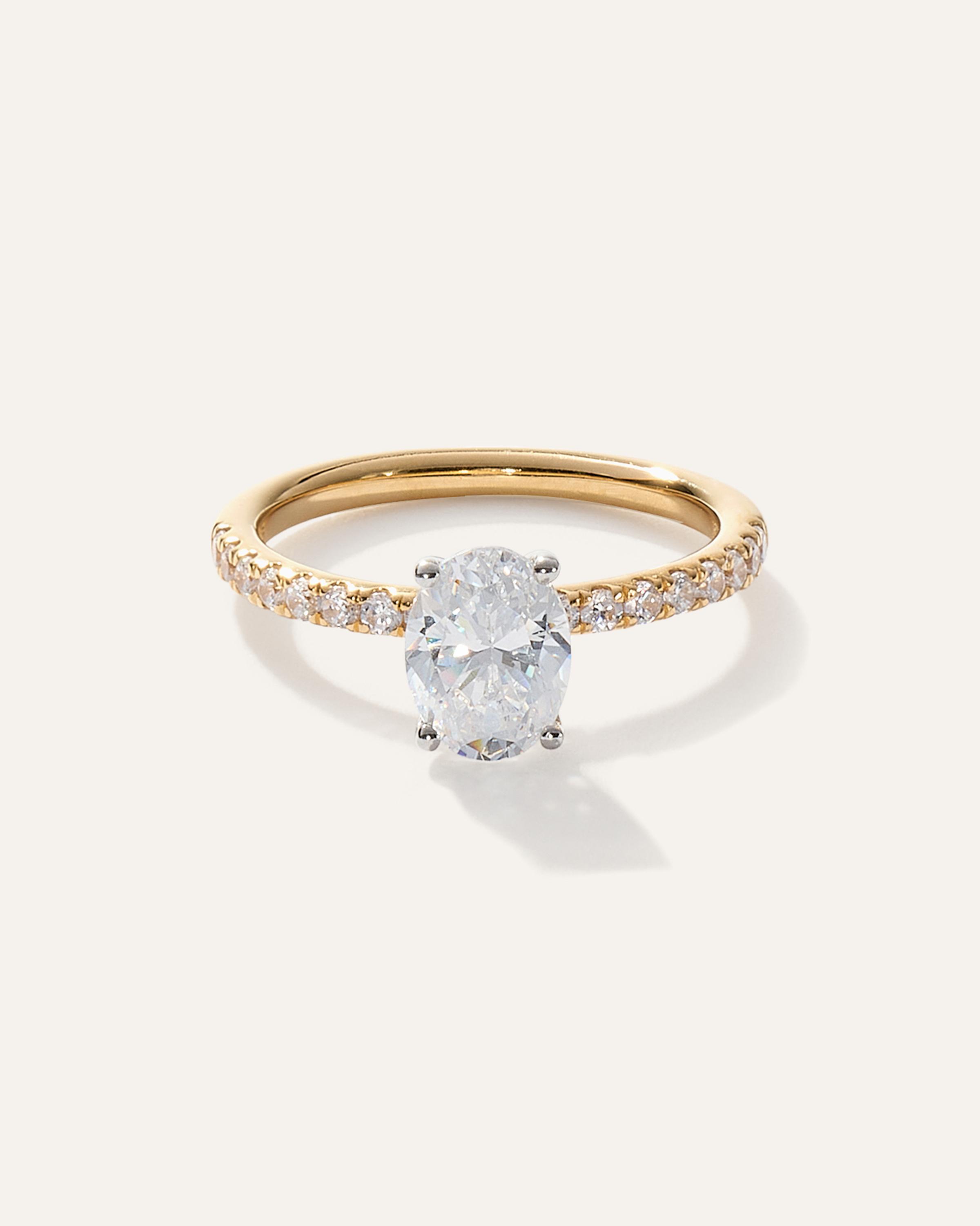 Lab Grown Diamond Oval Petite Pave Engagement Ring Product Image