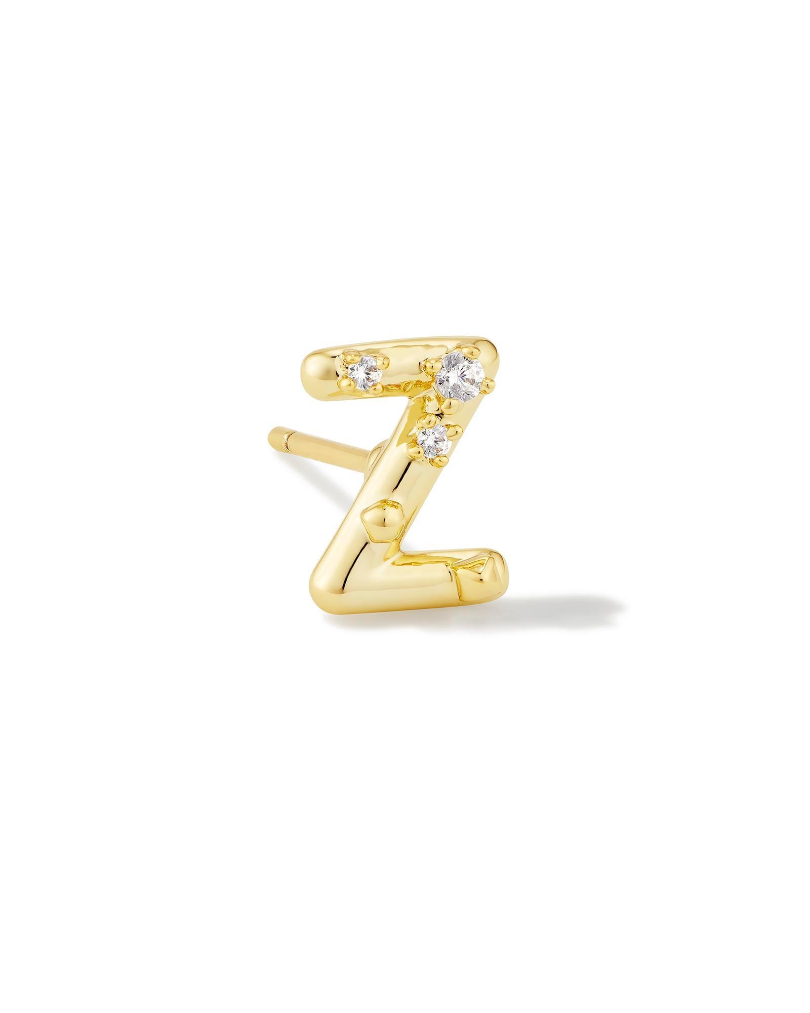 Austin Gold Single Stud Earring in White CZ Product Image