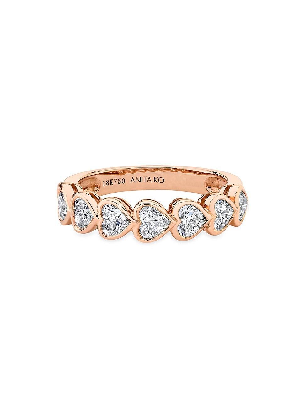 Womens Heart 18K Rose Gold & 1.36 TCW Diamond Half Eternity Band Product Image