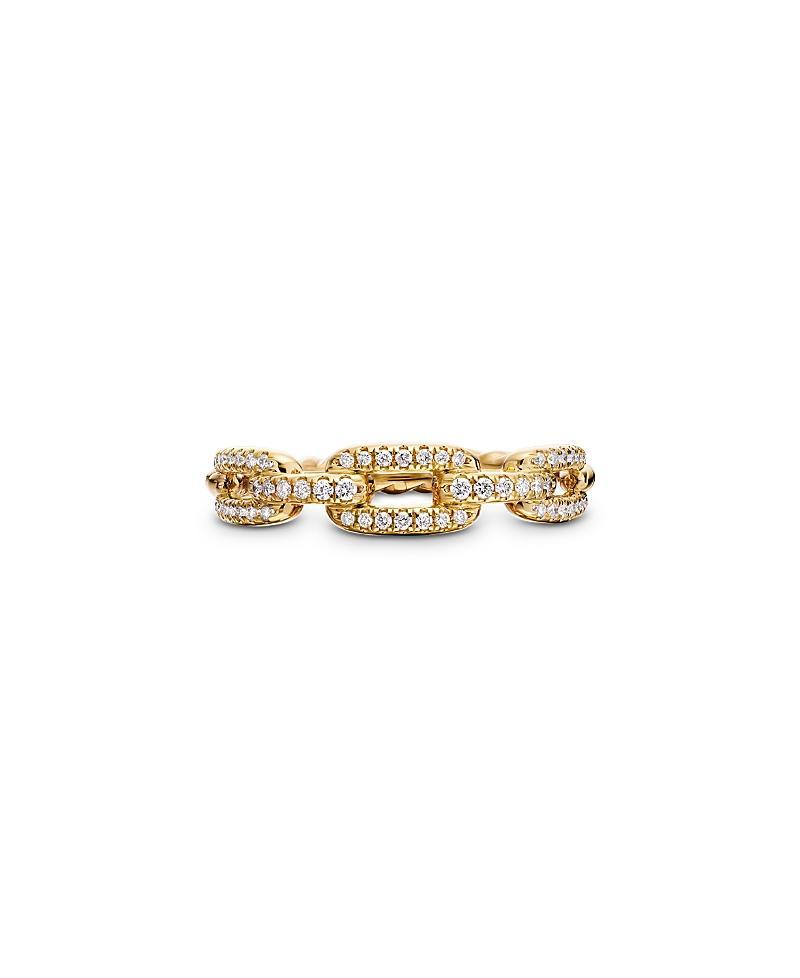 Womens Stax Chain Link Ring in 18K Yellow Gold with Pav Diamonds Product Image