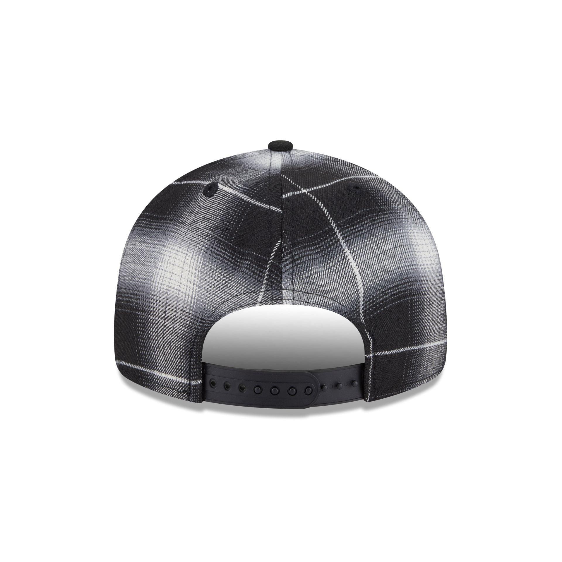 Chicago Cubs Black and White Plaid Retro Crown 9FIFTY Snapback Hat Male Product Image