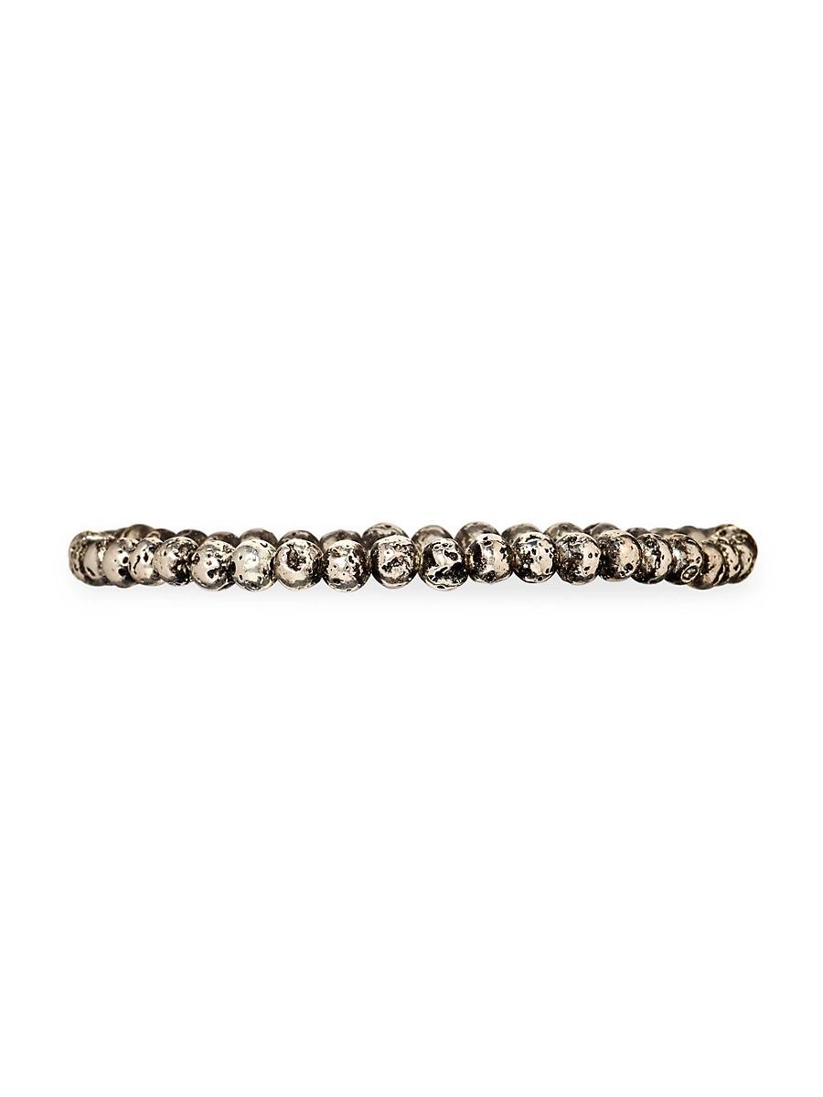 Mens Sterling Silver Lava Beaded Bracelet Product Image