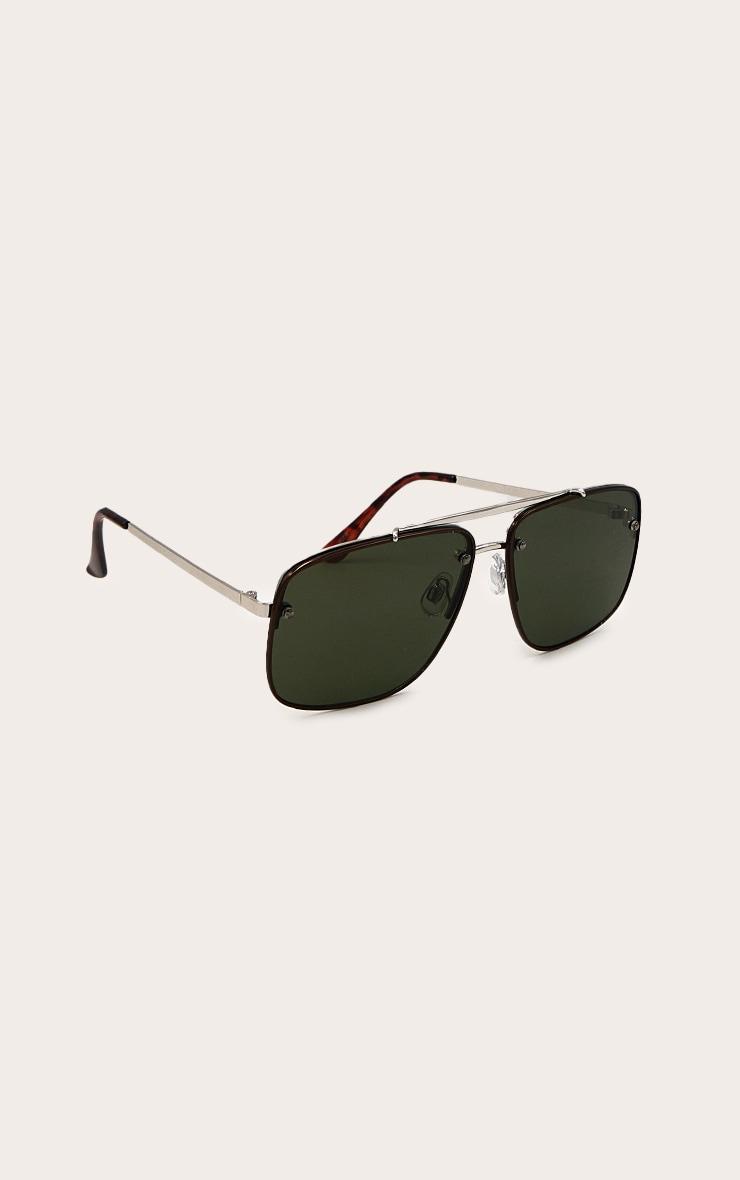 Silver Oversized Angled Aviator Sunglasses Product Image