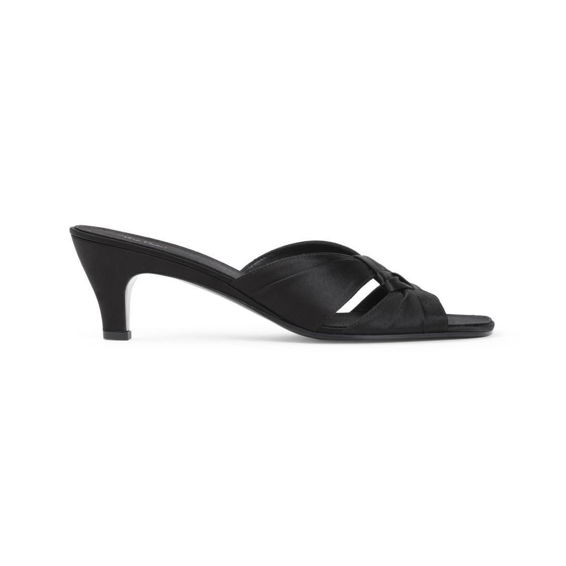 THE ROW 65 Soft Knot Satin Sandals In Black Product Image