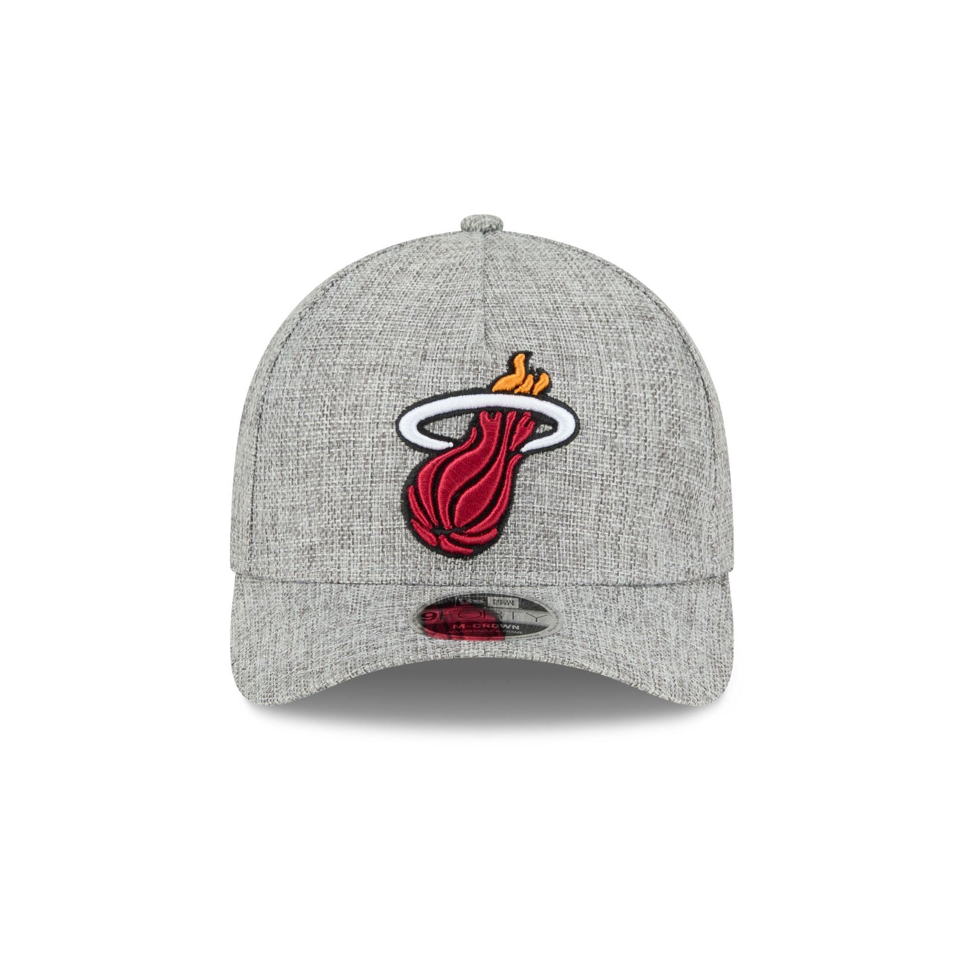 Miami Heat Cotton Weave Gray 9FORTY M-Crown A-Frame Snapback Hat Male Product Image