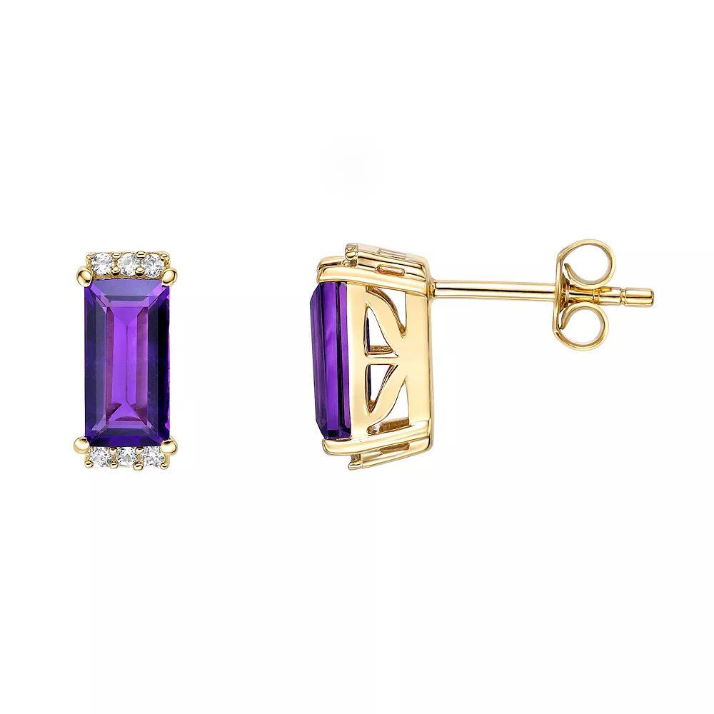 Gemminded 18k Gold Plated Sterling Silver Amethyst and Lab Created White Sapphire Earrings, Women's, Gold Tone Product Image
