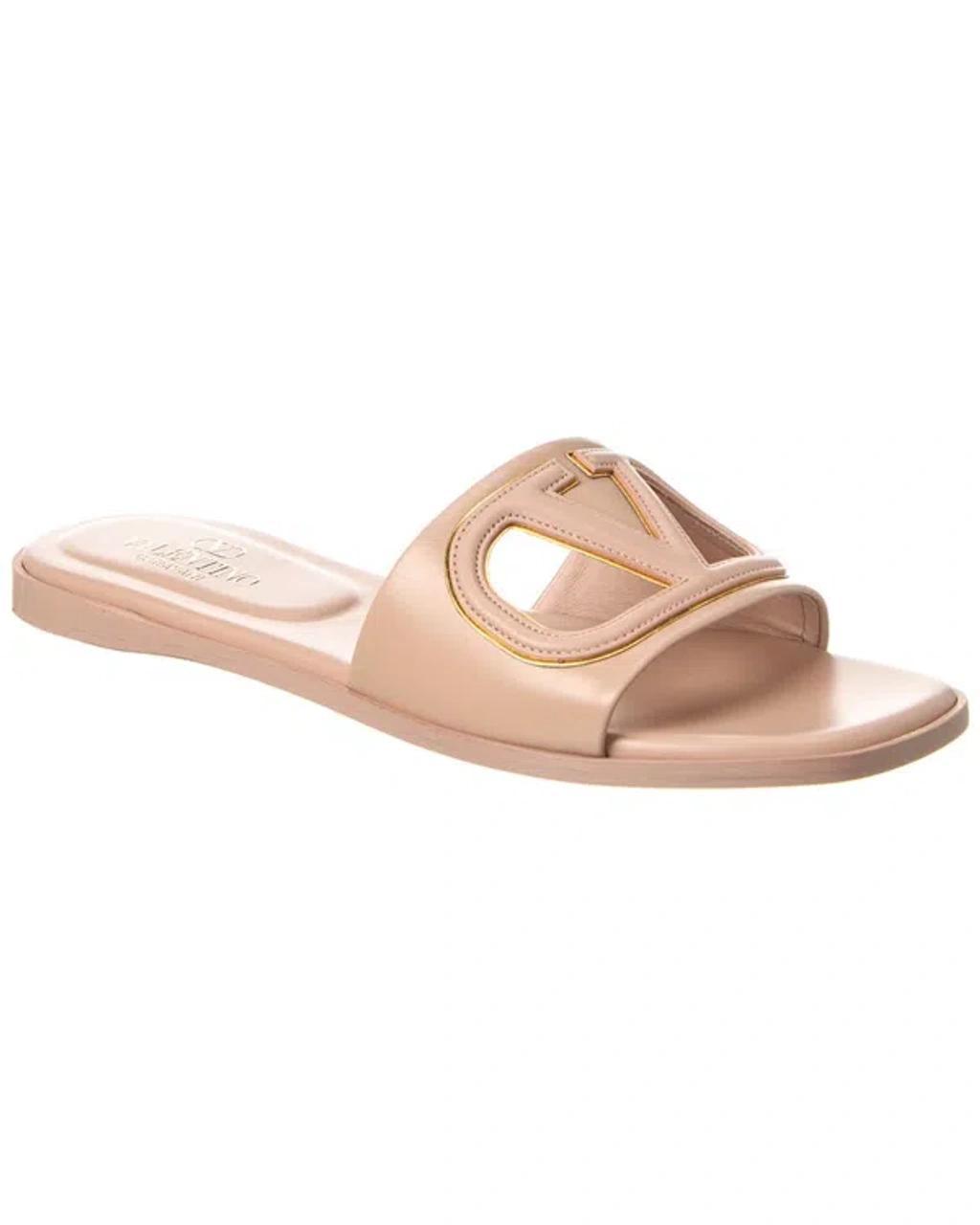 Vlogo Cutout Leather Slides In Pink Product Image