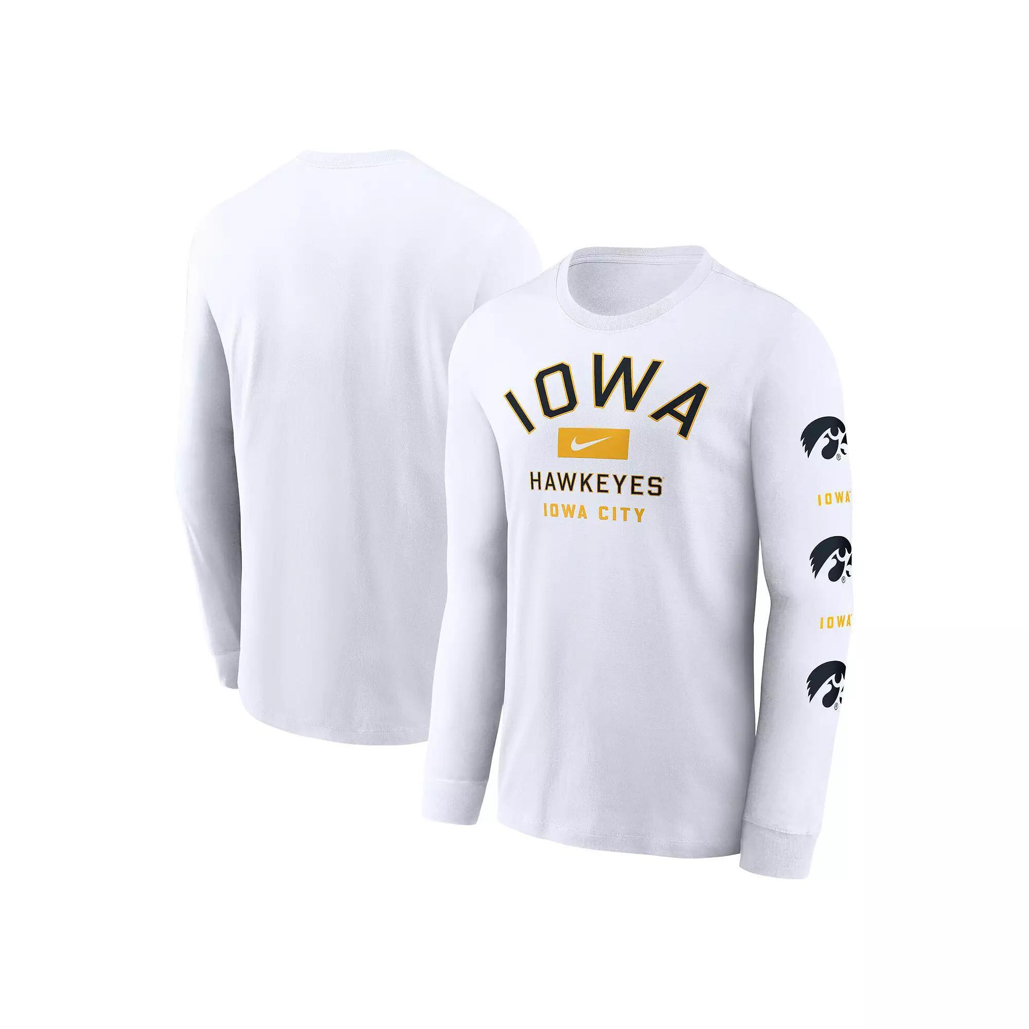Men's Nike White Iowa Hawkeyes Primetime Classic Location Long Sleeve T-Shirt,  Product Image