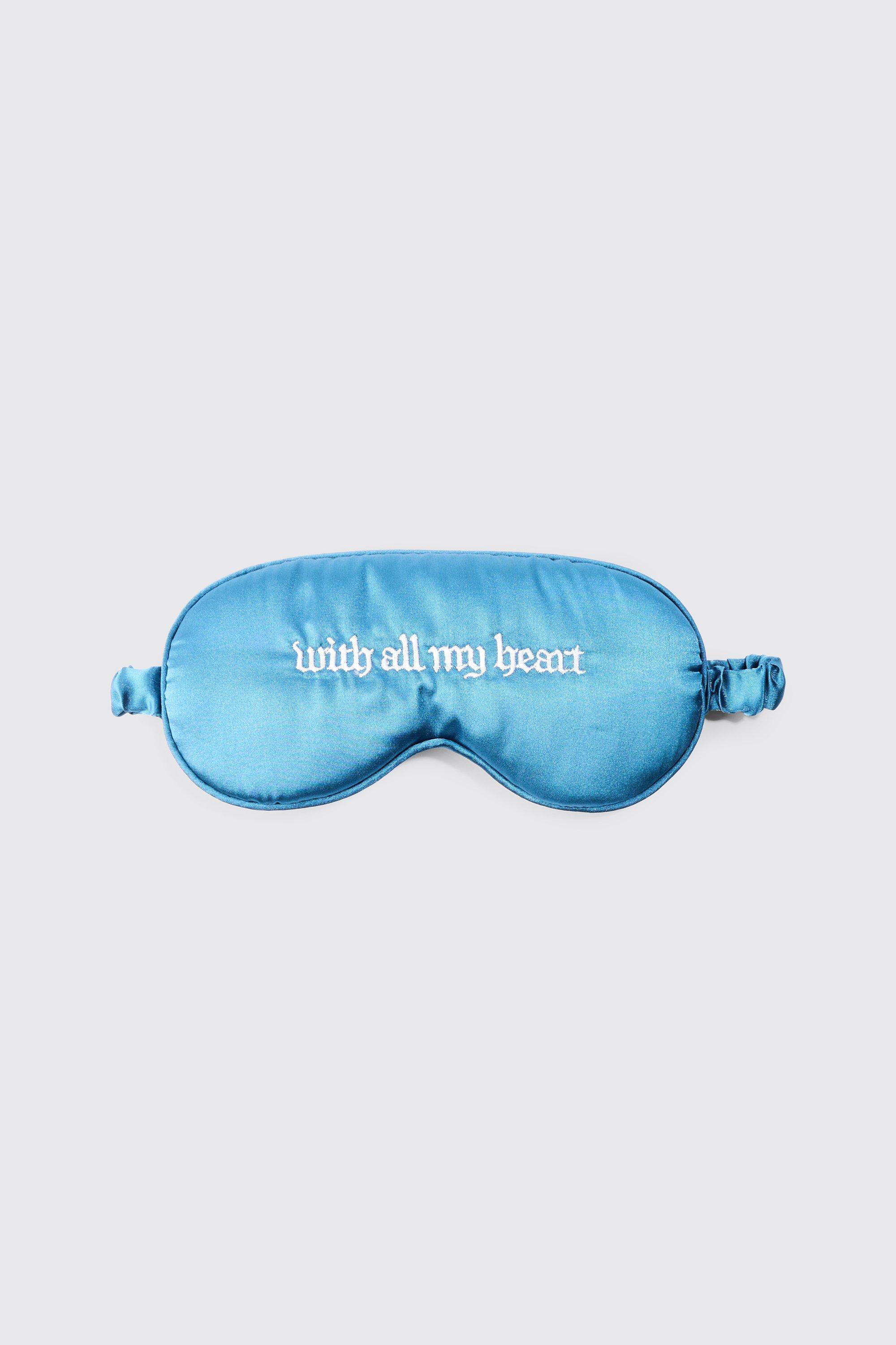 Mens Blue Satin Slogan Eye Mask, Blue Product Image