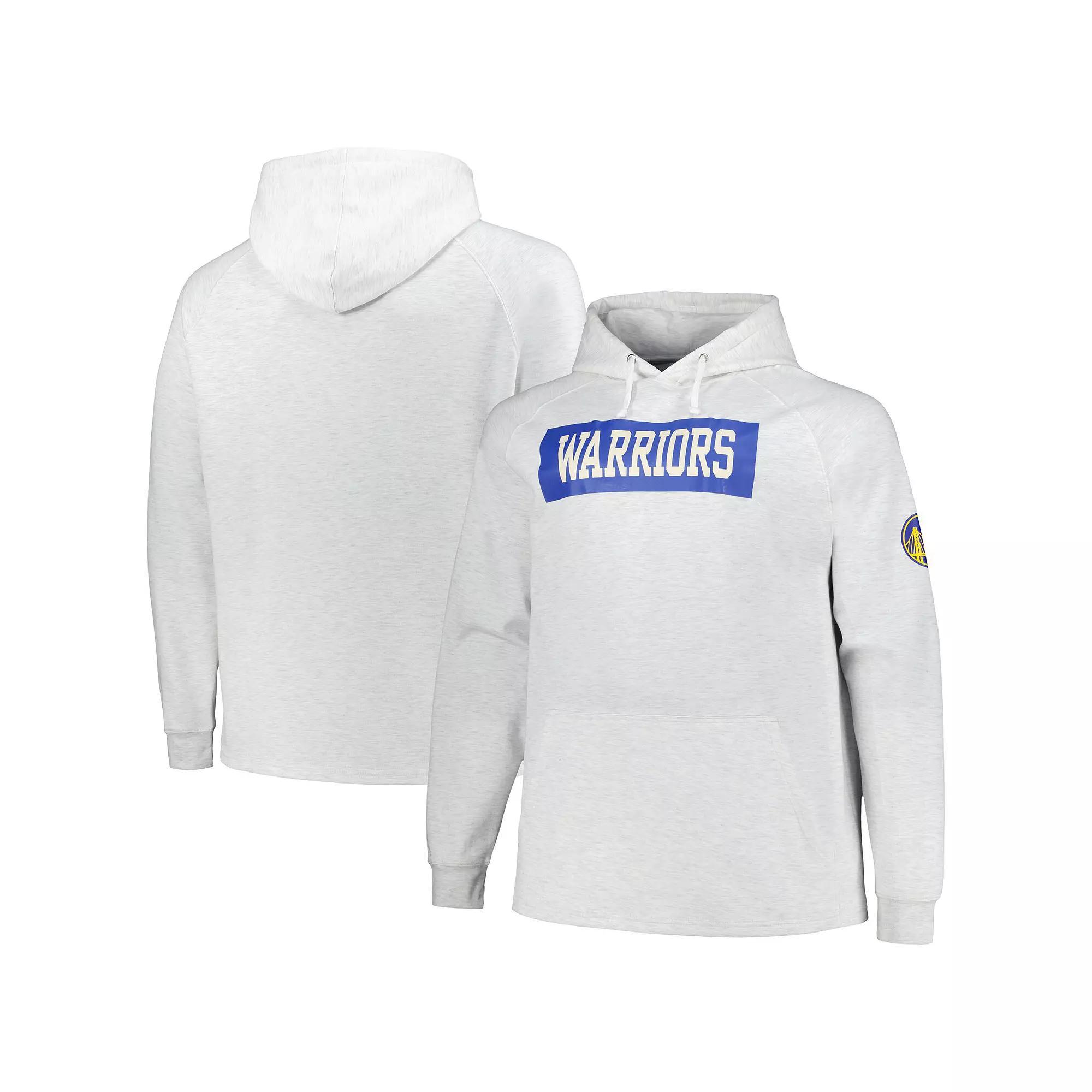 Men's Fanatics Ash Golden State Warriors Big & Tall Raglan Tri-Blend Pullover Hoodie,  Product Image