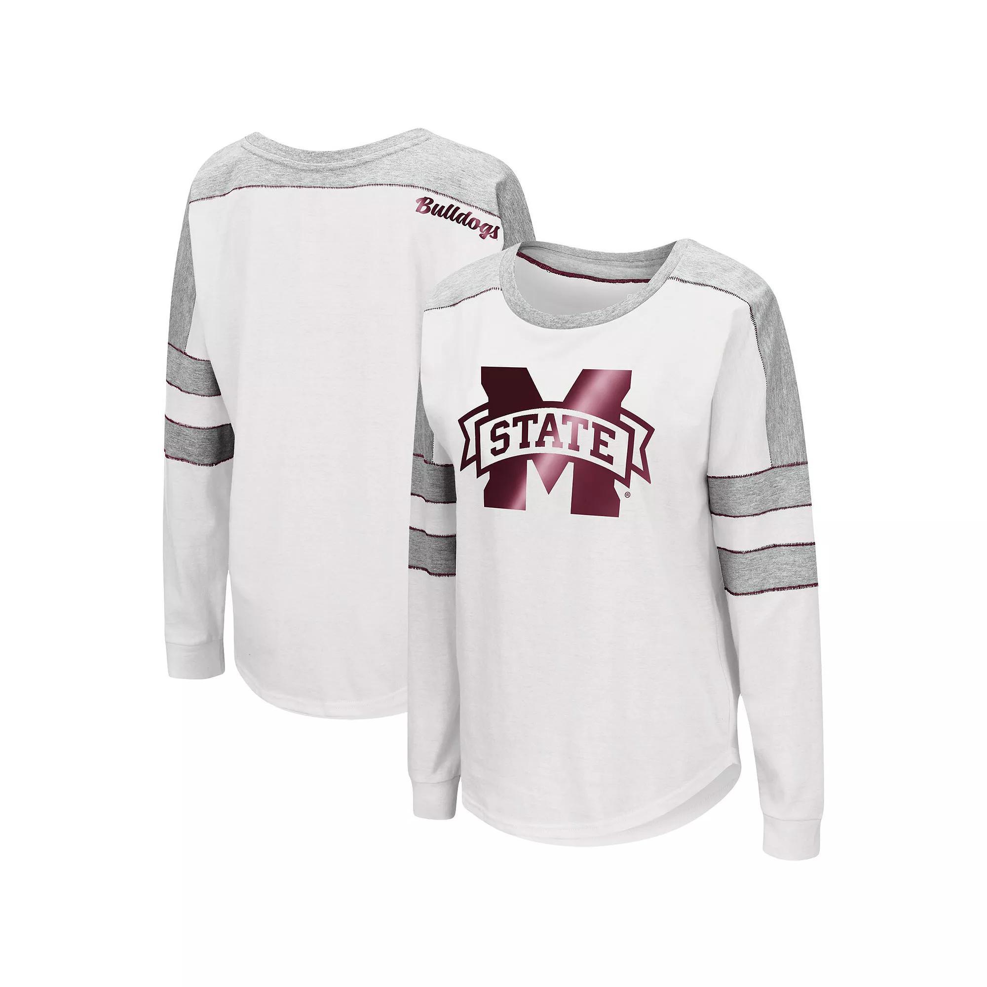 Women's Colosseum White Mississippi State Bulldogs Trey Dolman Long Sleeve T-Shirt, Size: Small, Mst White Product Image