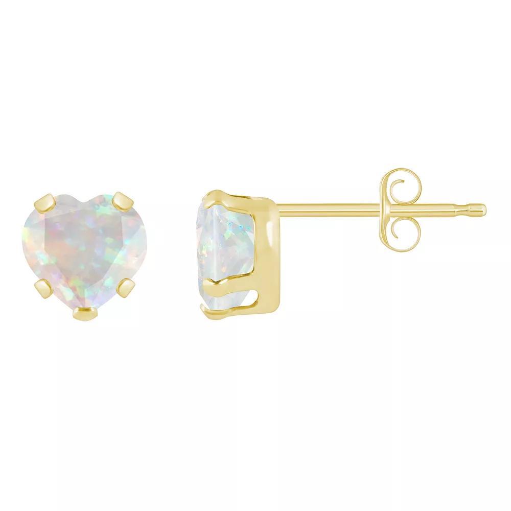 Celebration Gems 10k Gold 5 mm Heart Shape Gemstone Stud Earrings, Women's, Created White Product Image