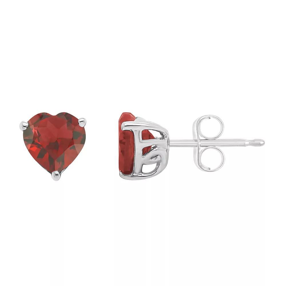 Alyson Layne Sterling Silver 6 mm Heart Shape Garnet Stud Earrings, Women's Product Image