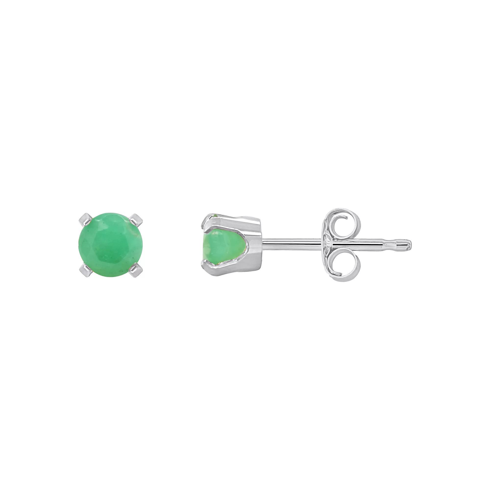 Celebration Gems 14k White Gold Round Gemstone Stud Earrings, Women's, Green Product Image