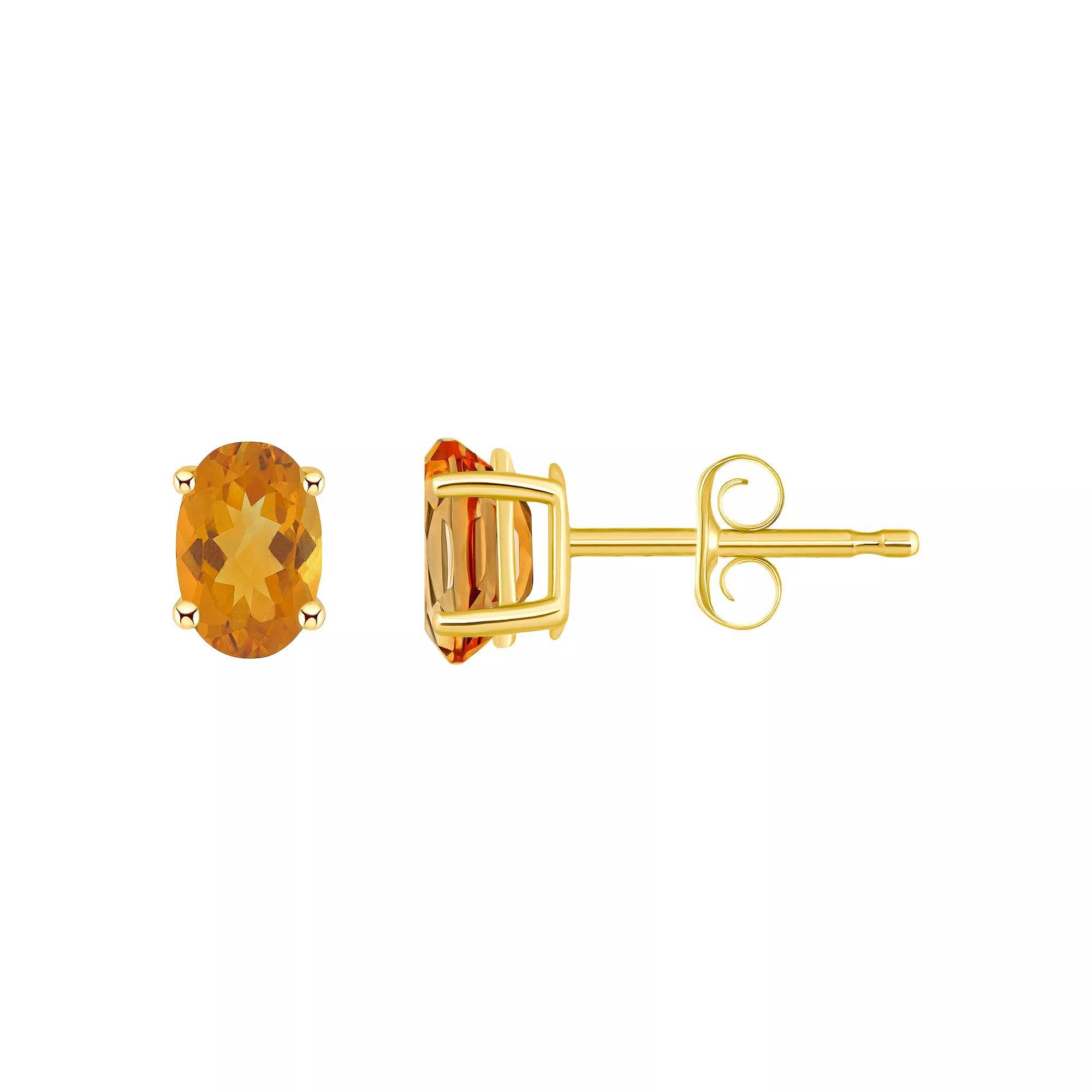 Celebration Gems 14k Gold Oval Gemstone Stud Earrings, Women's, Peridot Product Image