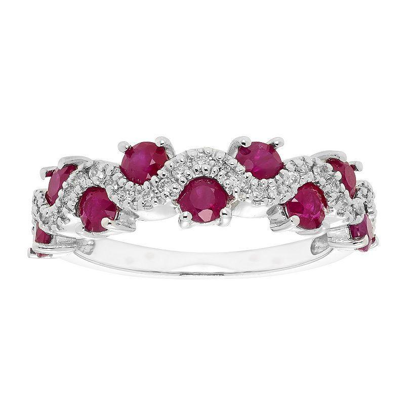 The Regal Collection 14k Gold 1/6 Carat T.W. Diamond & Ruby Ring, Womens Product Image