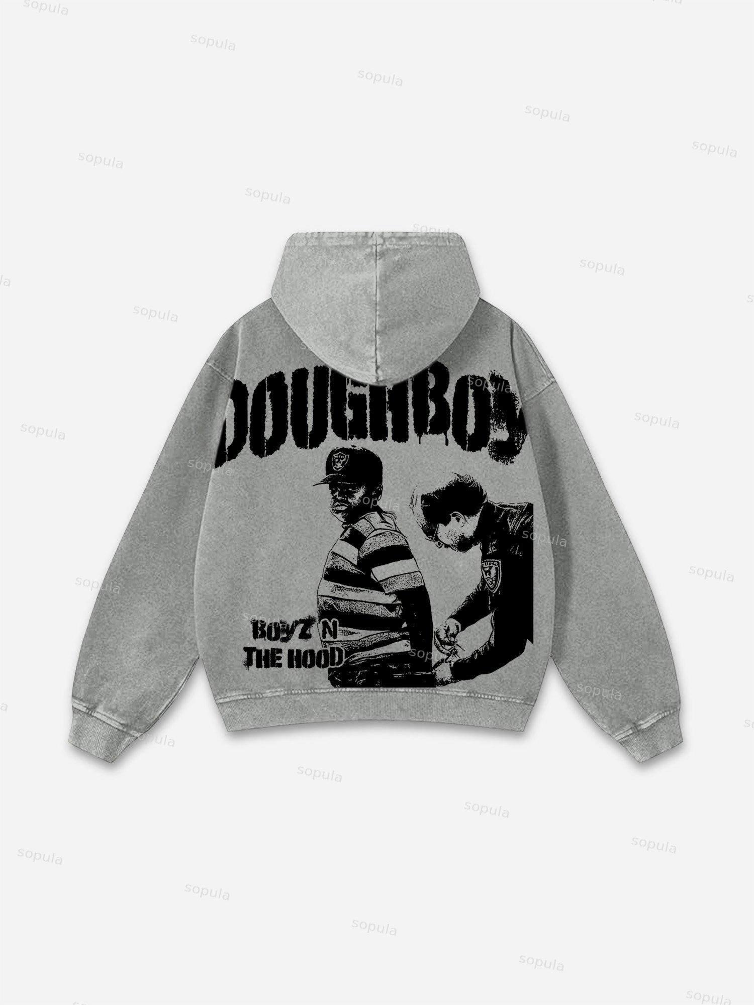 Boyz N The Hood Vintage Graphic Acid Wash Sweatshirt Washed Hoodie Product Image