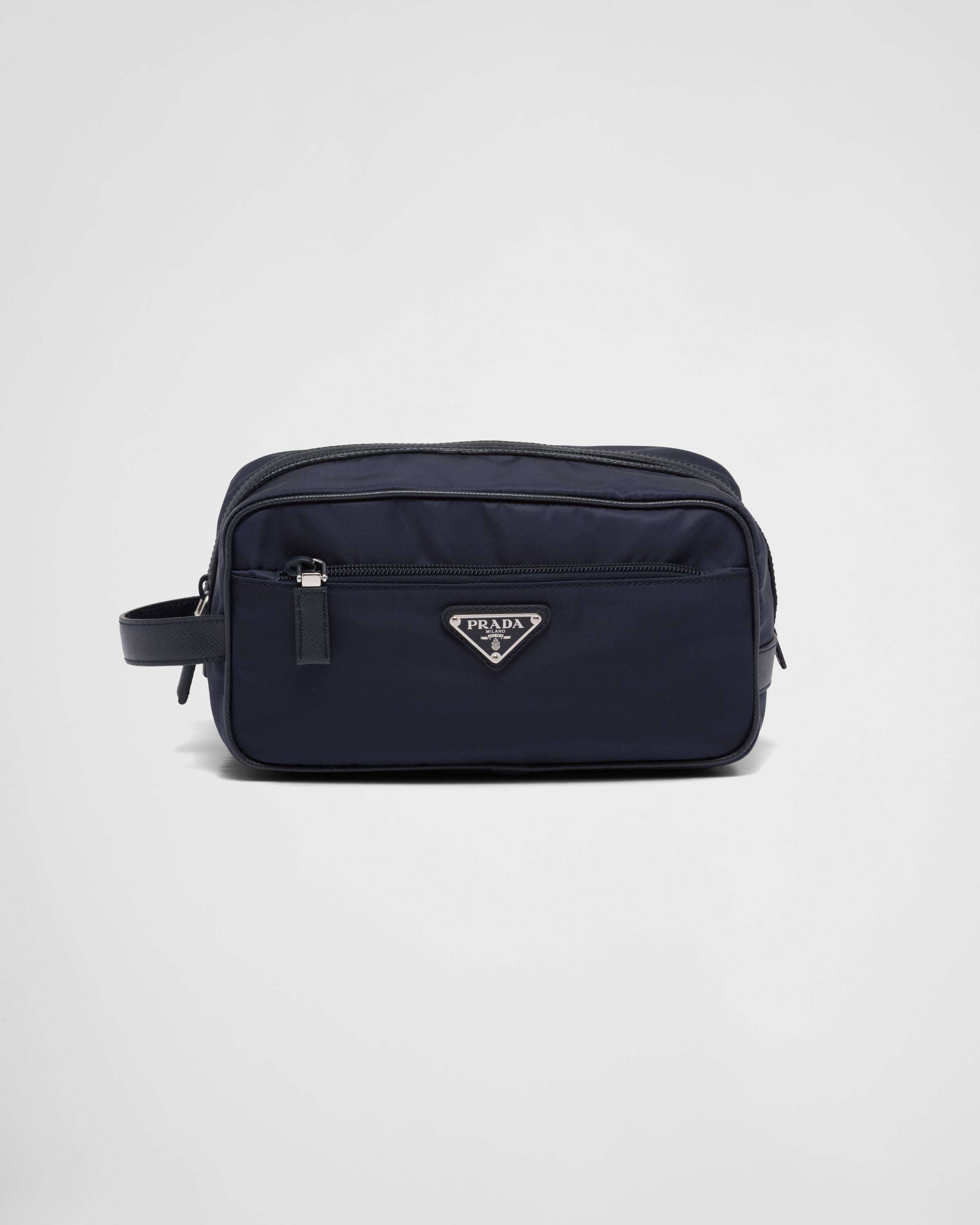 Re-Nylon and Saffiano leather travel pouch Product Image