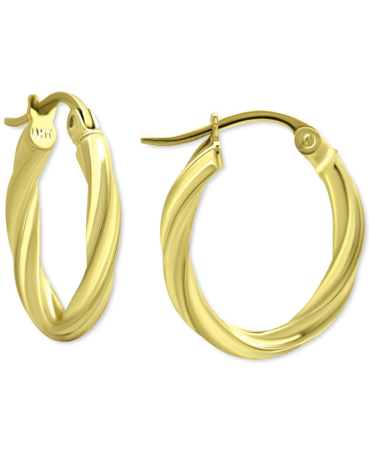 Aleure Precioso Sterling Silver Oval Twist Hoop Earrings, Womens Gold Tone Product Image