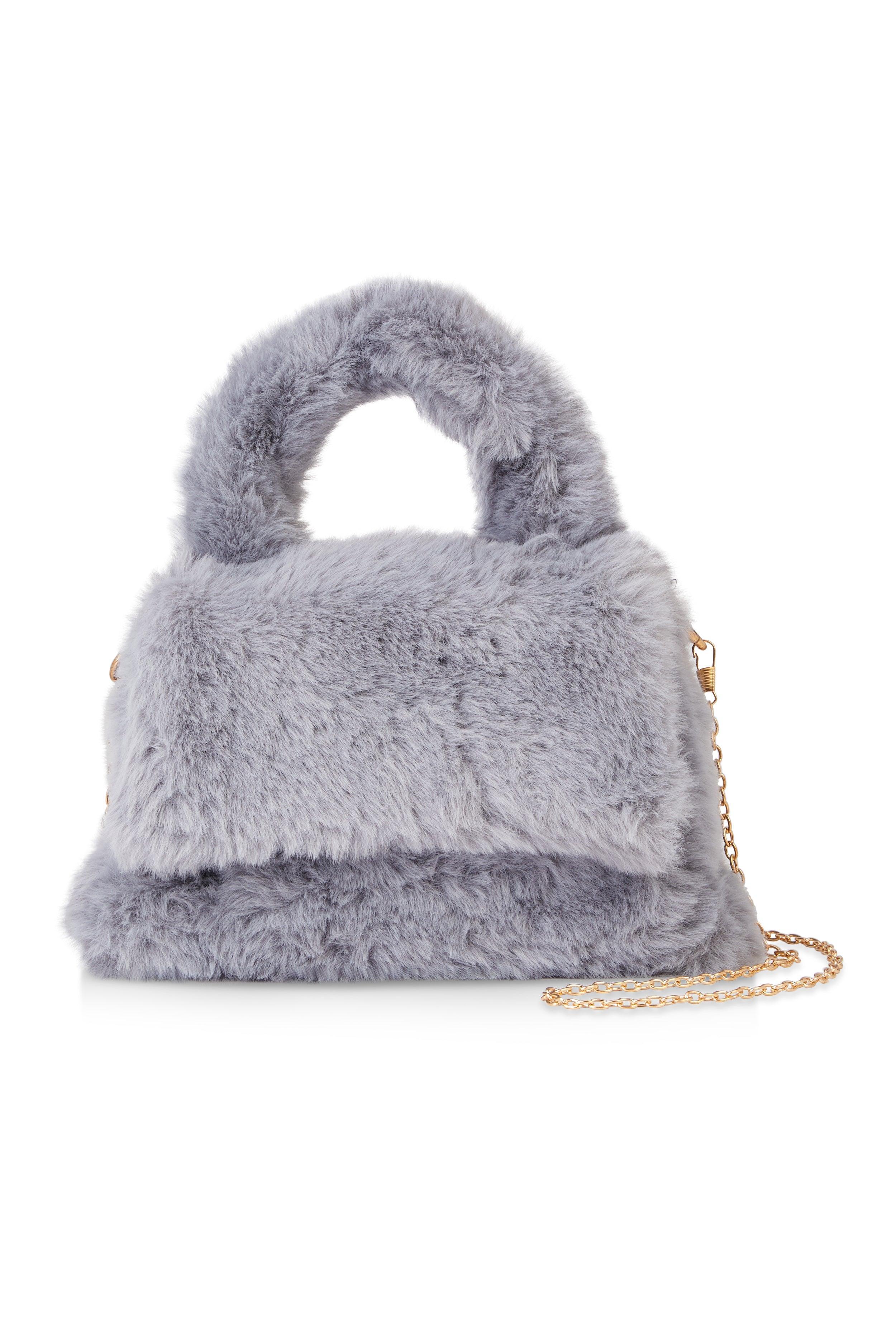 Womens Faux Fur Convertible Handbag Product Image