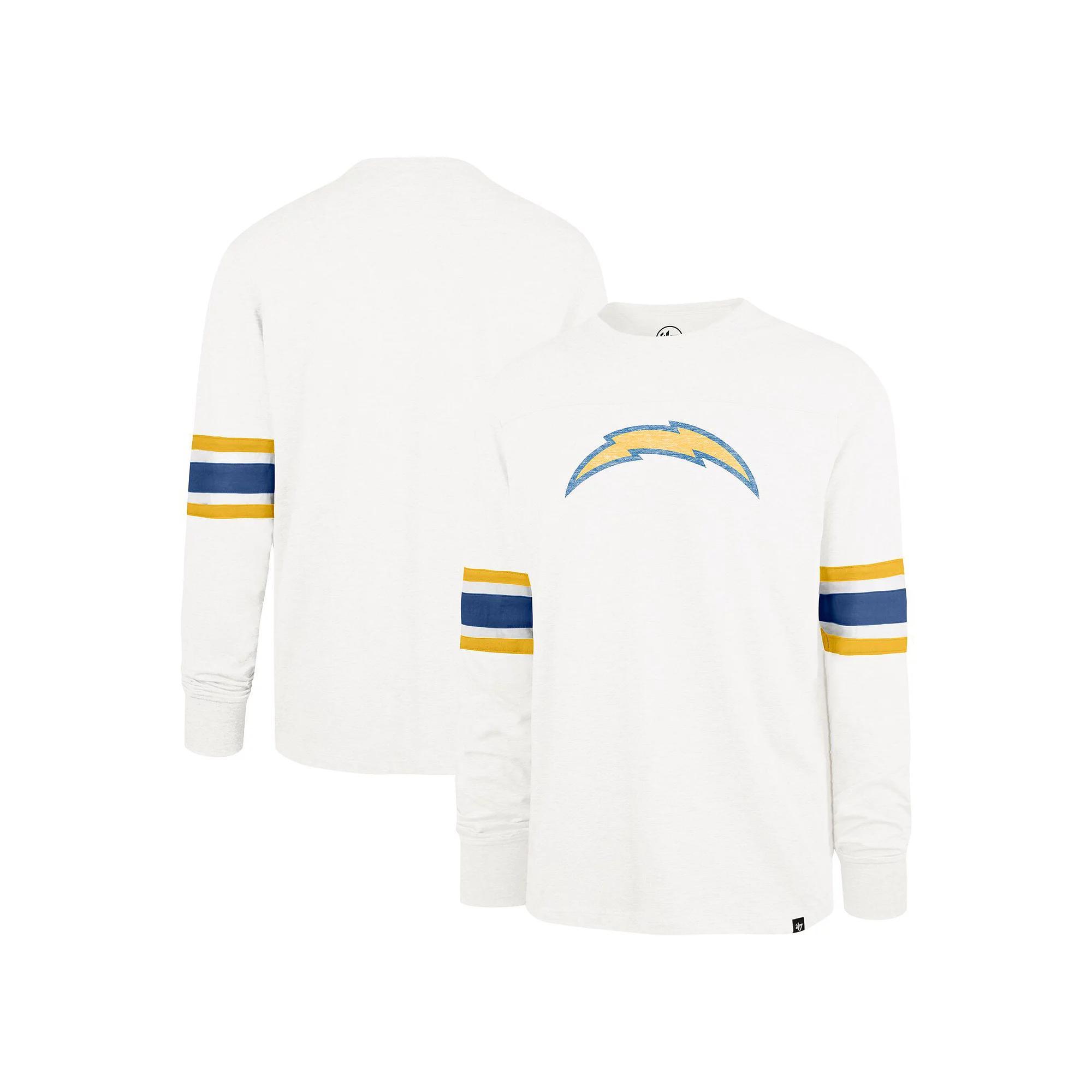 Men's '47 White Los Angeles Chargers Gridiron Premier Brex Long Sleeve T-Shirt,  Product Image