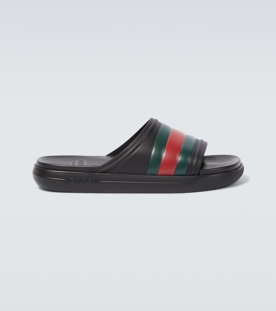 GUCCI Web Rubber Slides In Black Product Image