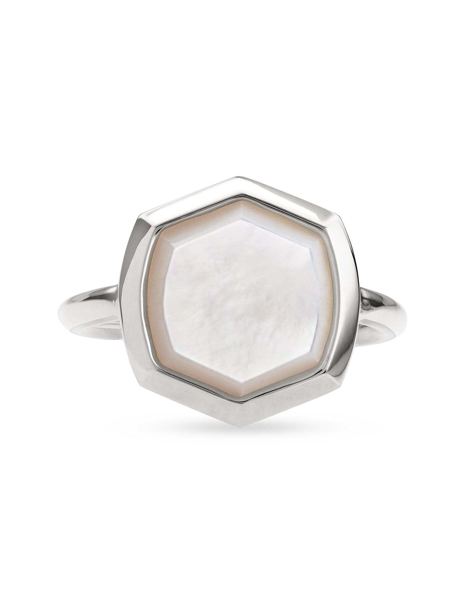 Davis Sterling Silver Cocktail Ring in Ivory Mother-of-Pearl Product Image